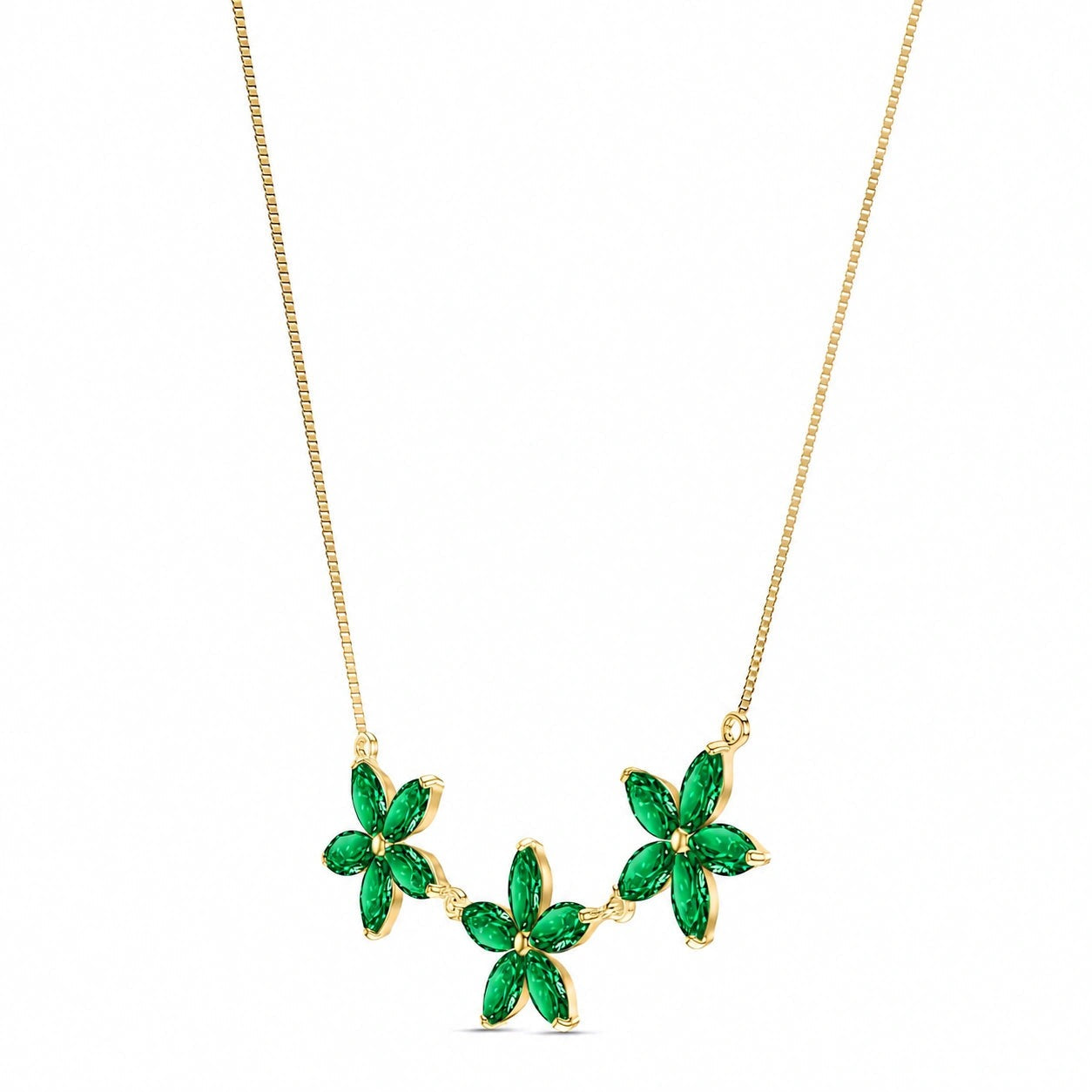 Yellow Gold Classic Necklace Emerald 10K — Fiorella