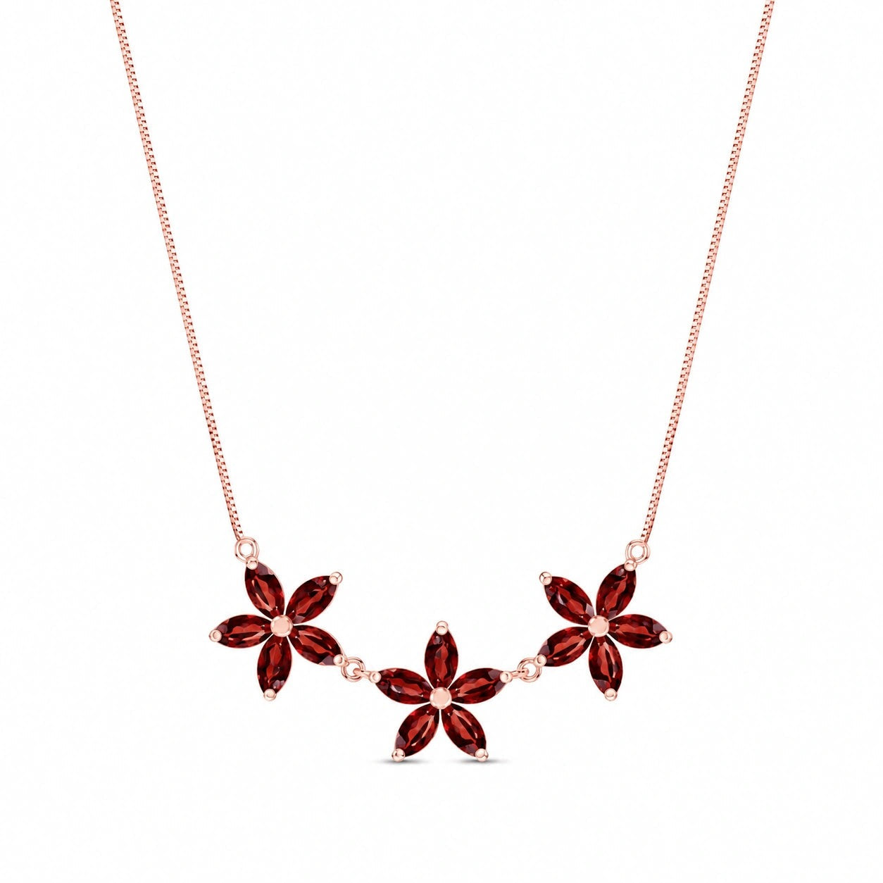 Rose Gold Classic Necklace Garnet 10K — Fiorella