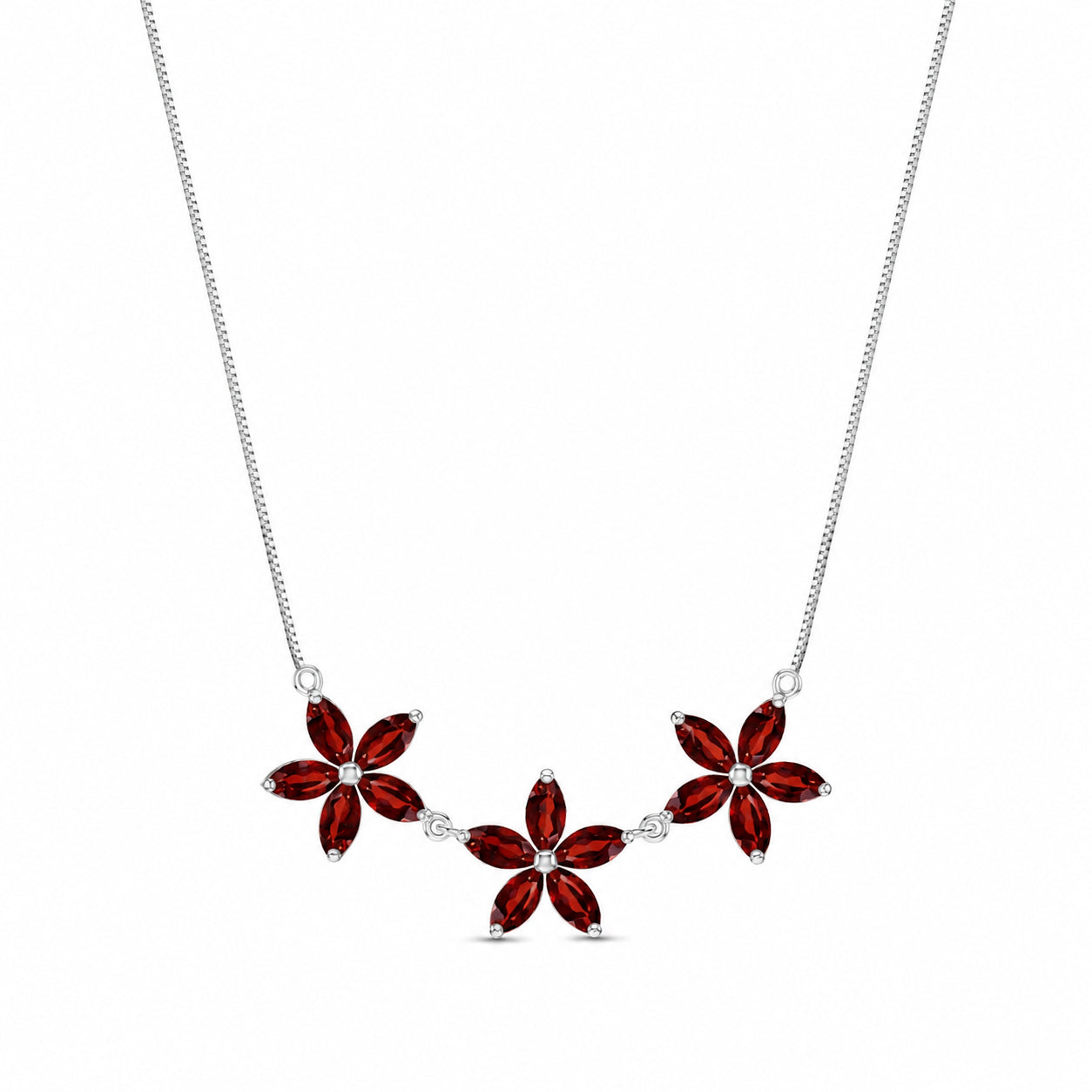White Gold Classic Necklace Garnet 10K — Fiorella