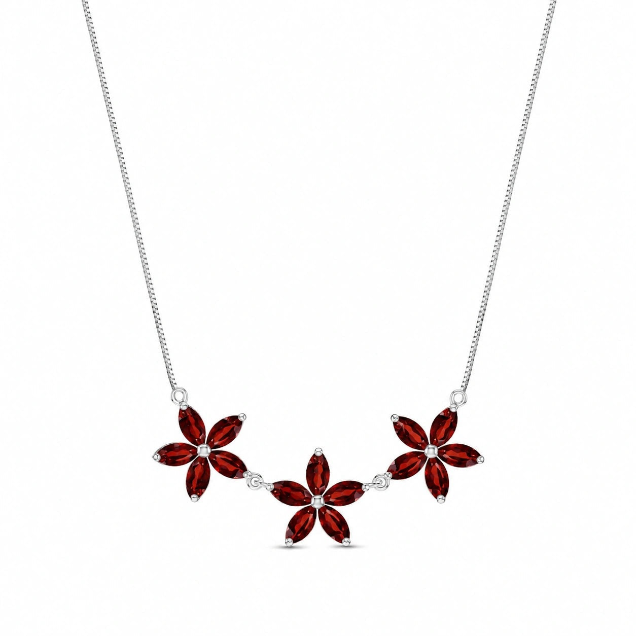 White Gold Classic Necklace Garnet 10K — Fiorella