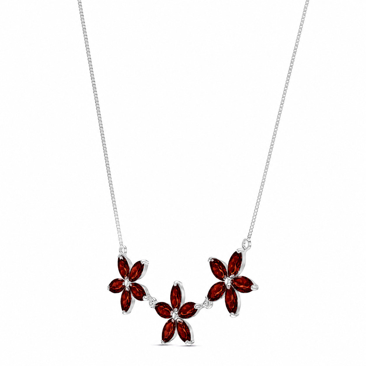 White Gold Classic Necklace Garnet 10K — Fiorella