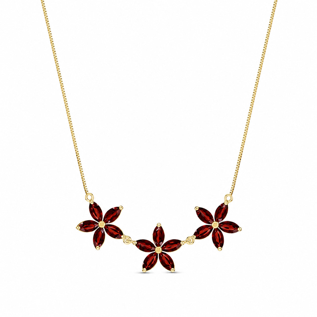 Yellow Gold Classic Necklace Garnet 10K — Fiorella