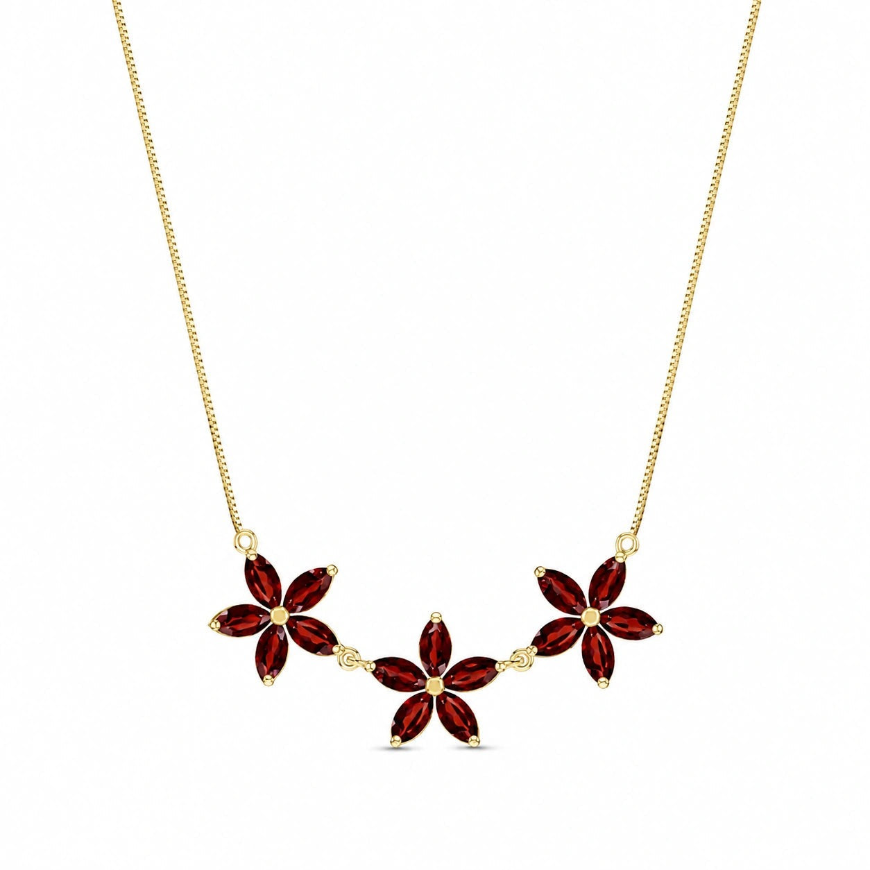 Yellow Gold Classic Necklace Garnet 10K — Fiorella