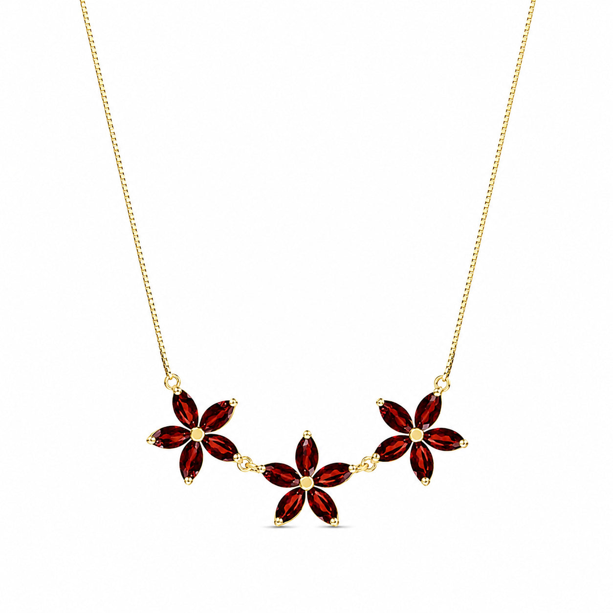 Yellow Gold Classic Necklace Garnet 10K — Fiorella