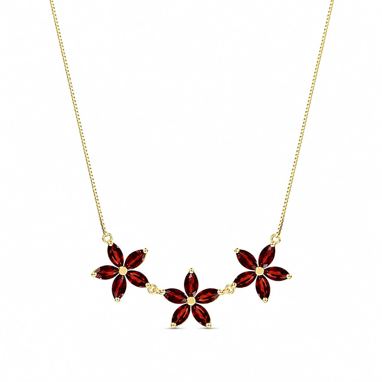 Yellow Gold Classic Necklace Garnet 10K — Fiorella