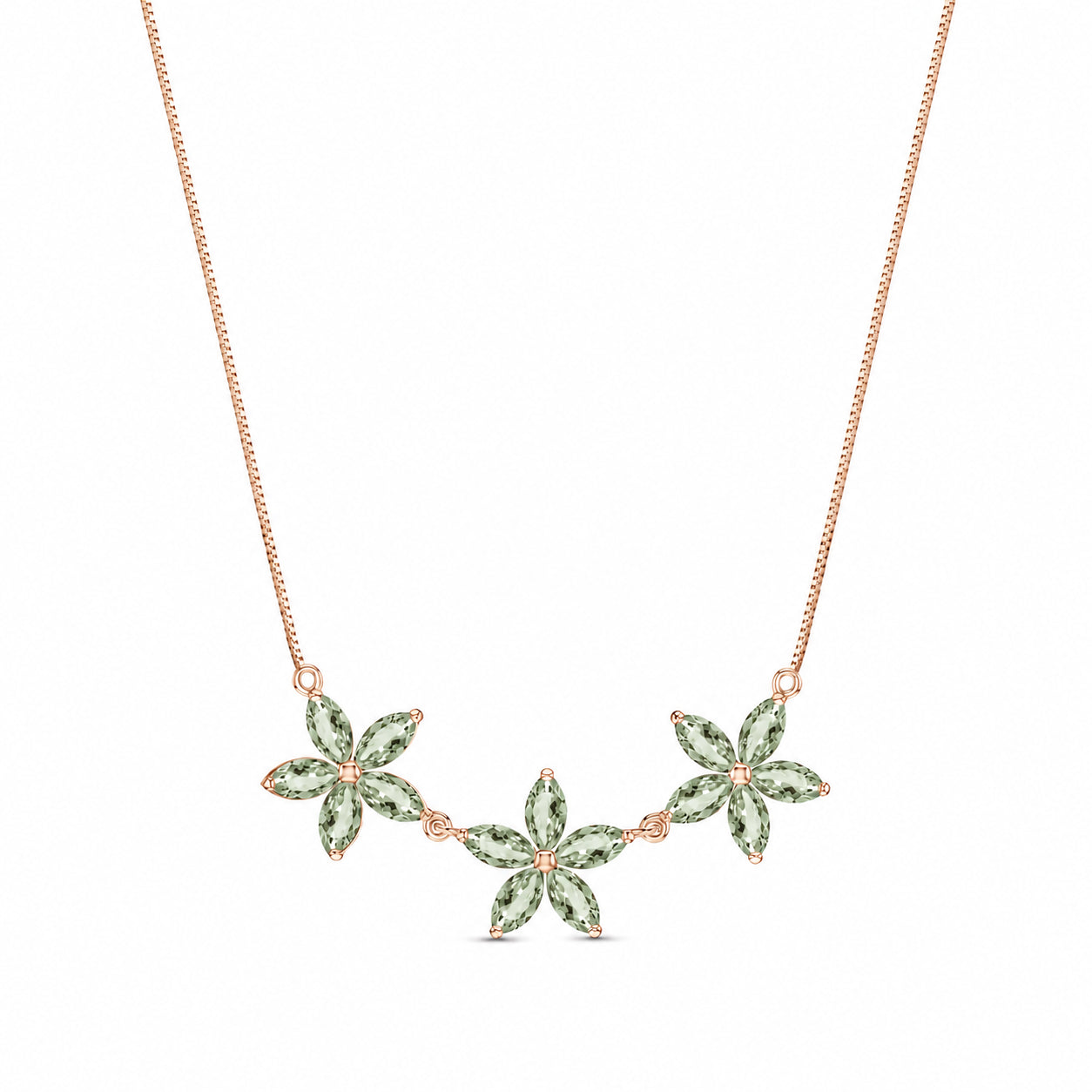 Rose Gold Classic Necklace Green Amethyst 10K — Fiorella