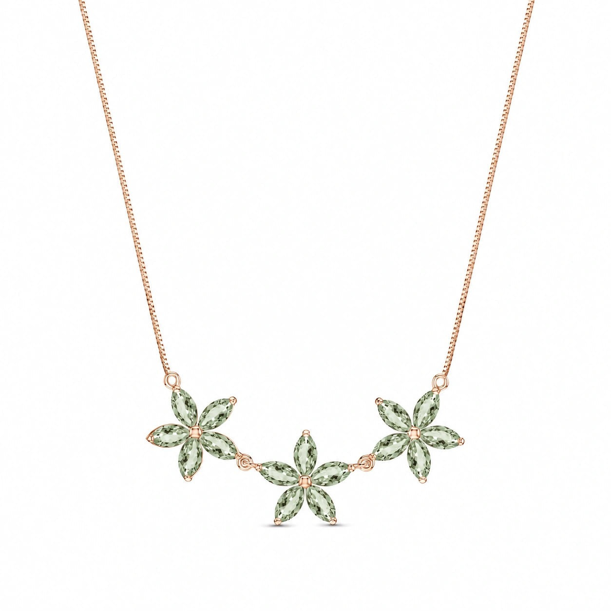 Rose Gold Classic Necklace Green Amethyst 10K — Fiorella