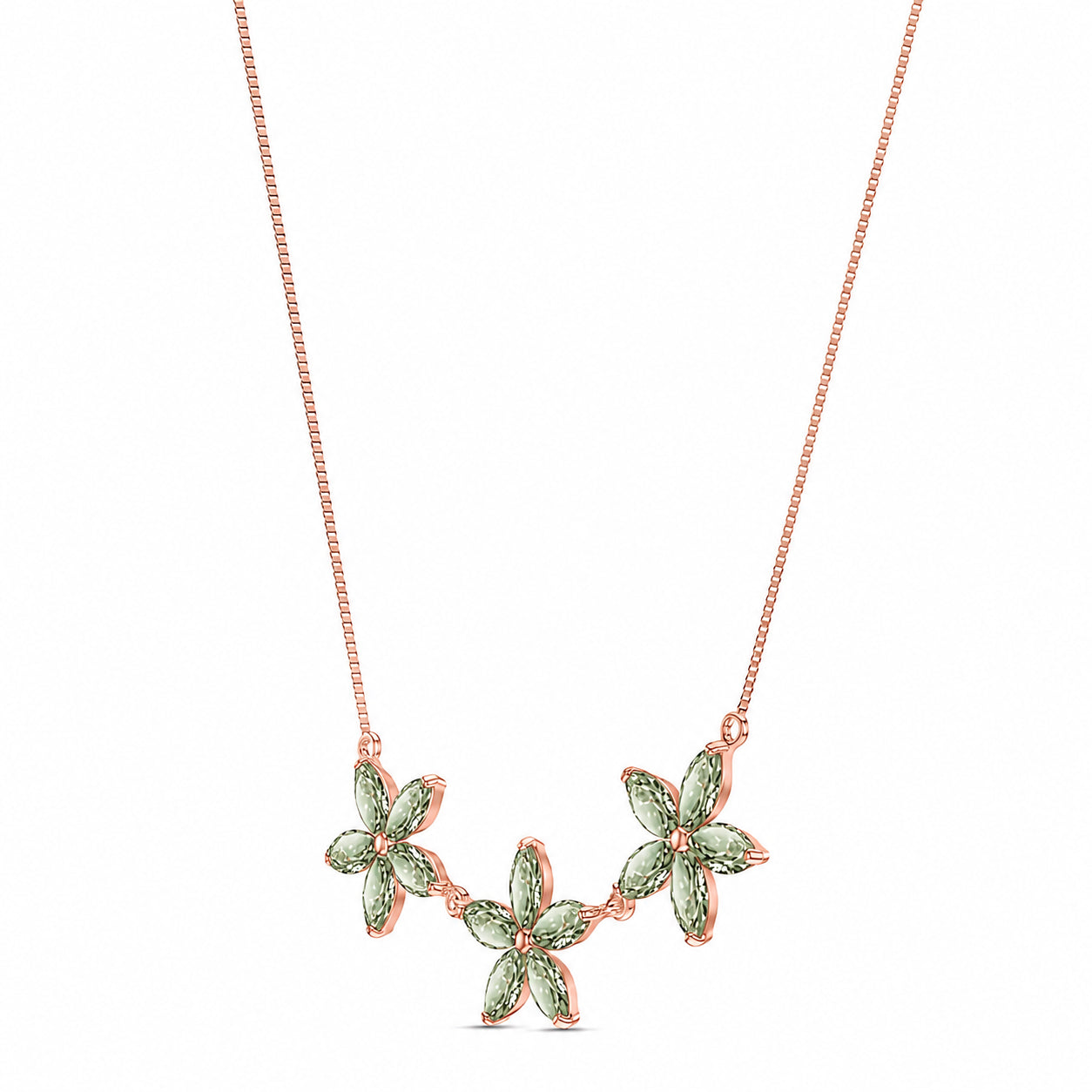 Rose Gold Classic Necklace Green Amethyst 10K — Fiorella