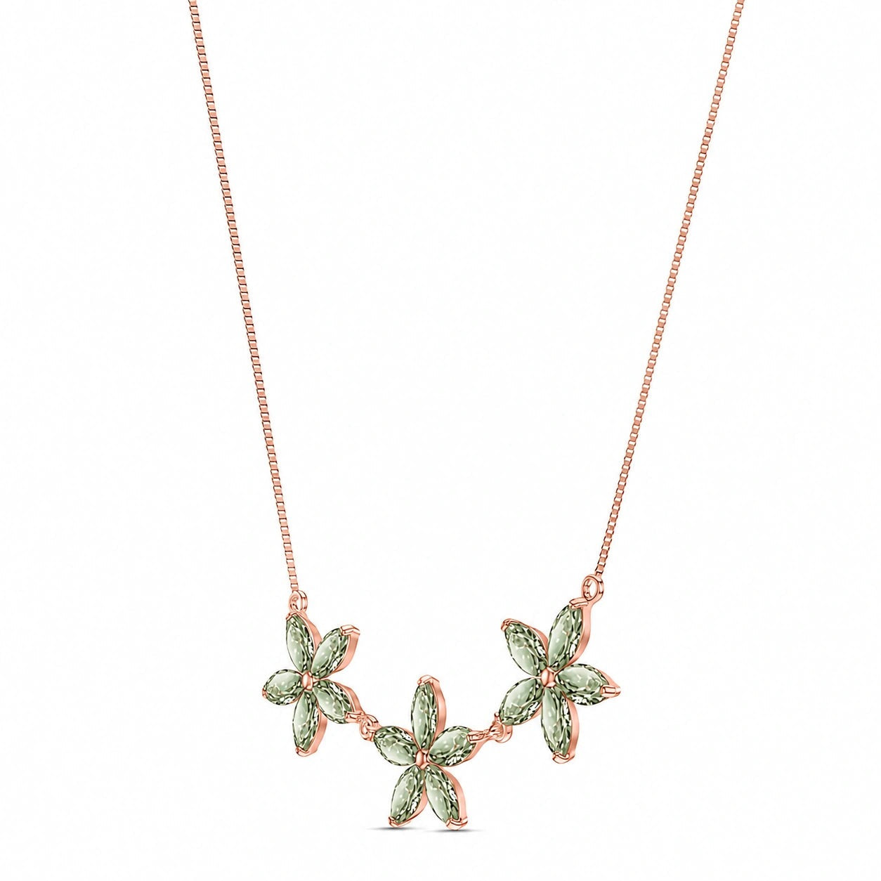 Rose Gold Classic Necklace Green Amethyst 10K — Fiorella