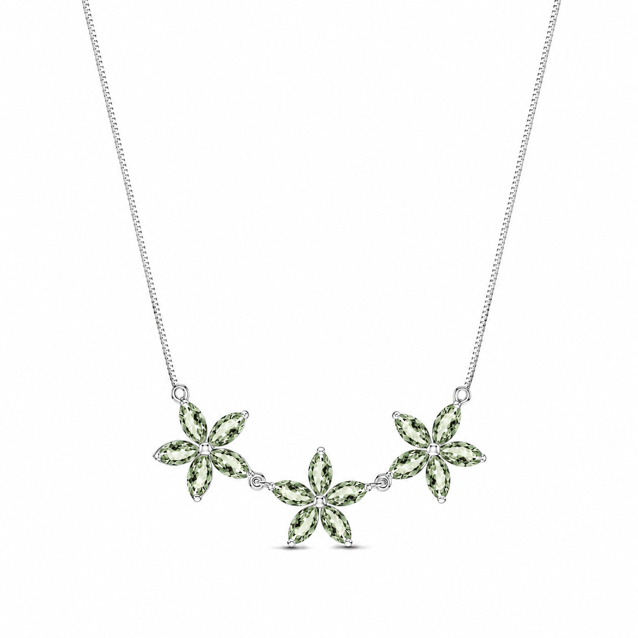 White Gold Classic Necklace Green Amethyst 10K — Fiorella