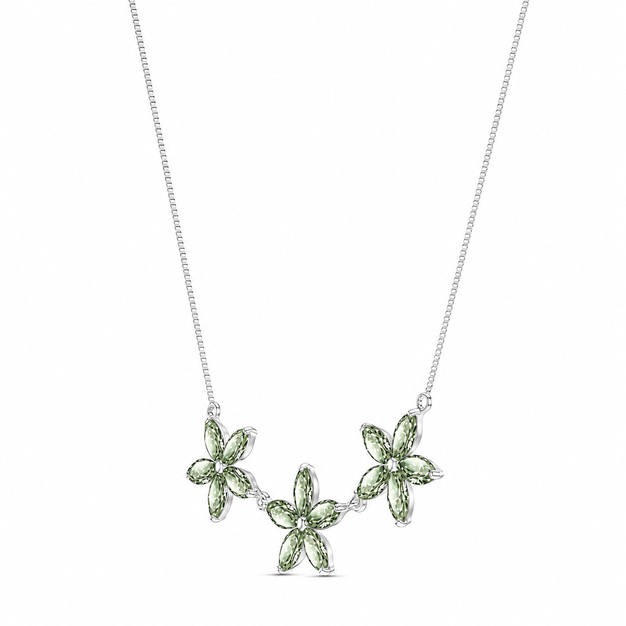 White Gold Classic Necklace Green Amethyst 10K — Fiorella