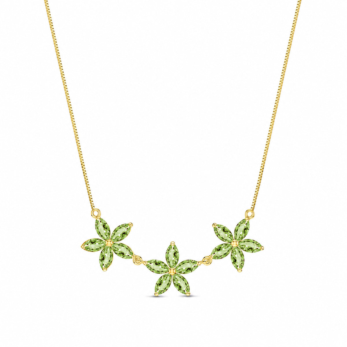 Yellow Gold Classic Necklace Green Amethyst 10K — Fiorella