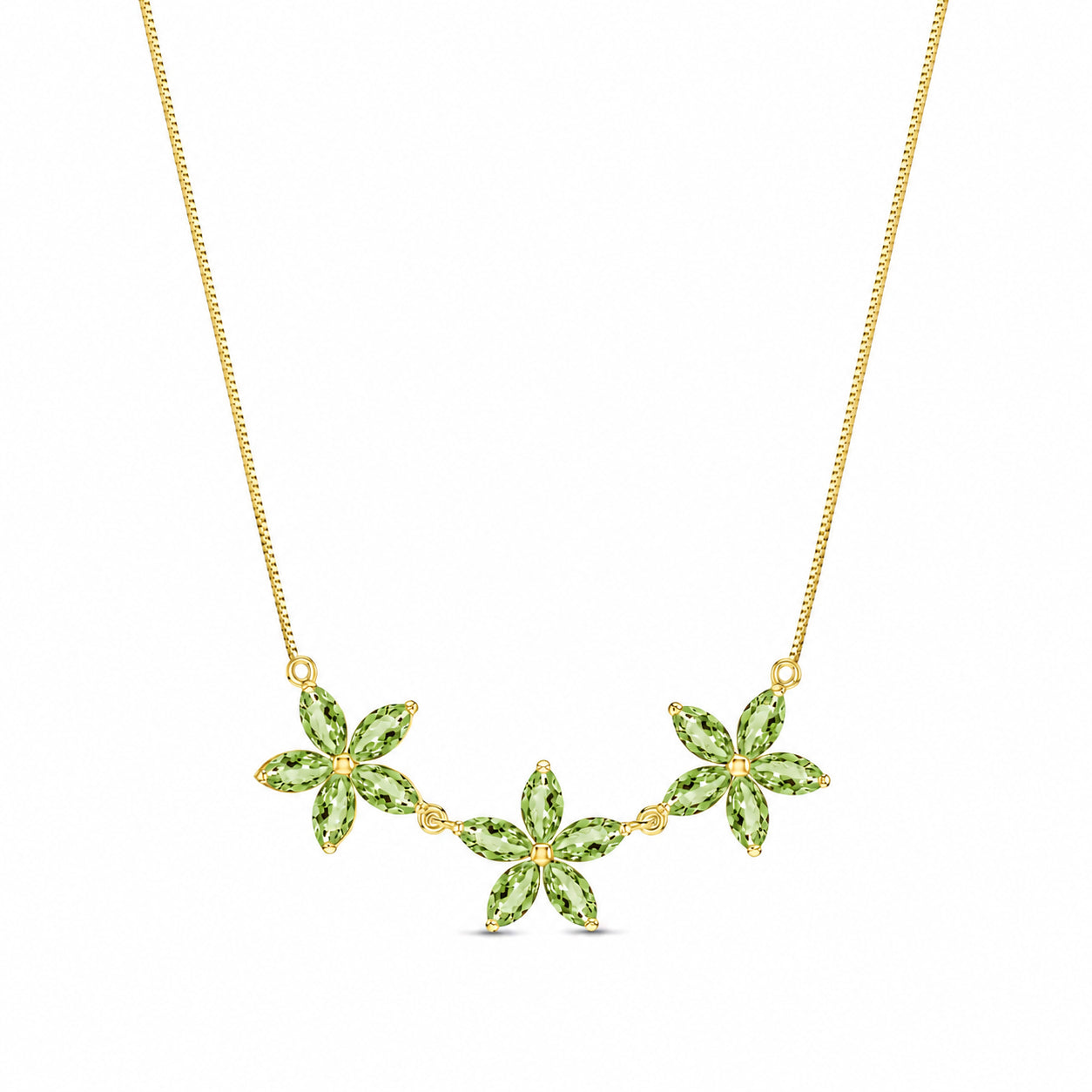 Yellow Gold Classic Necklace Green Amethyst 10K — Fiorella