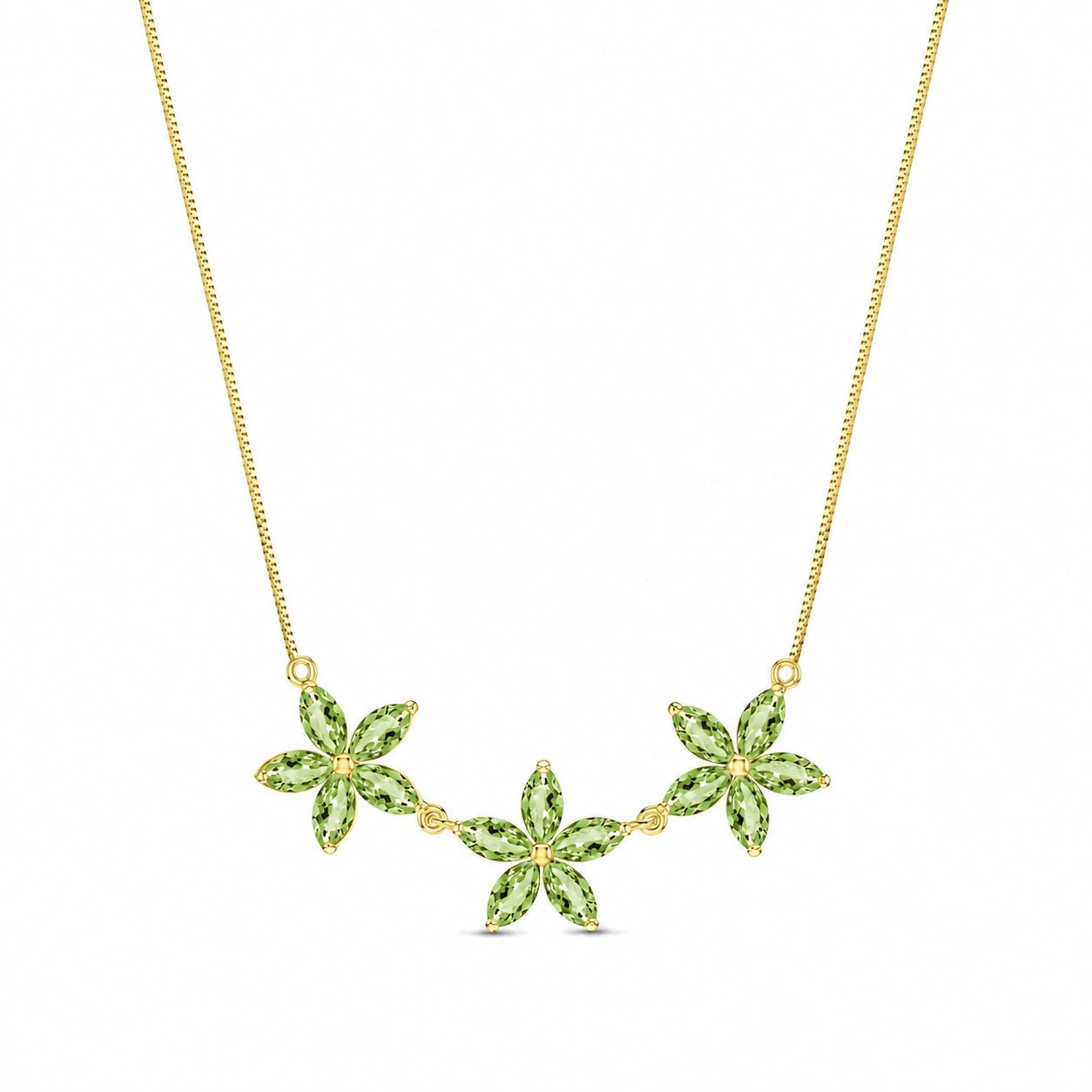 Yellow Gold Classic Necklace Green Amethyst 10K — Fiorella