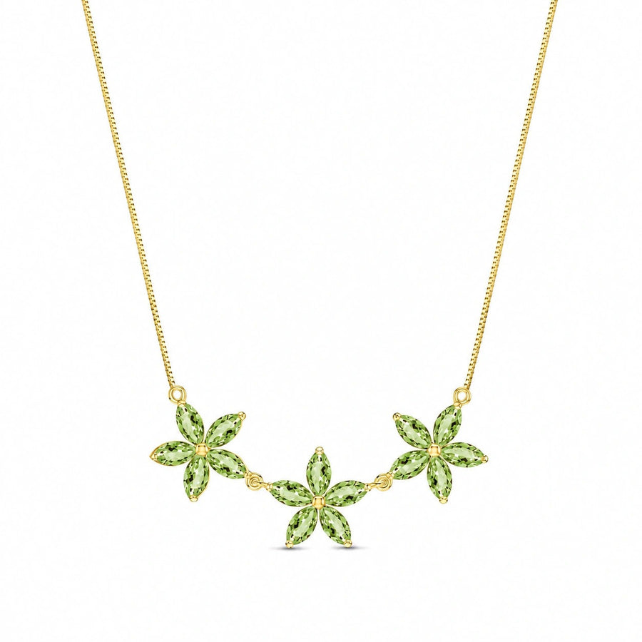Yellow Gold Classic Necklace Green Amethyst 10K — Fiorella