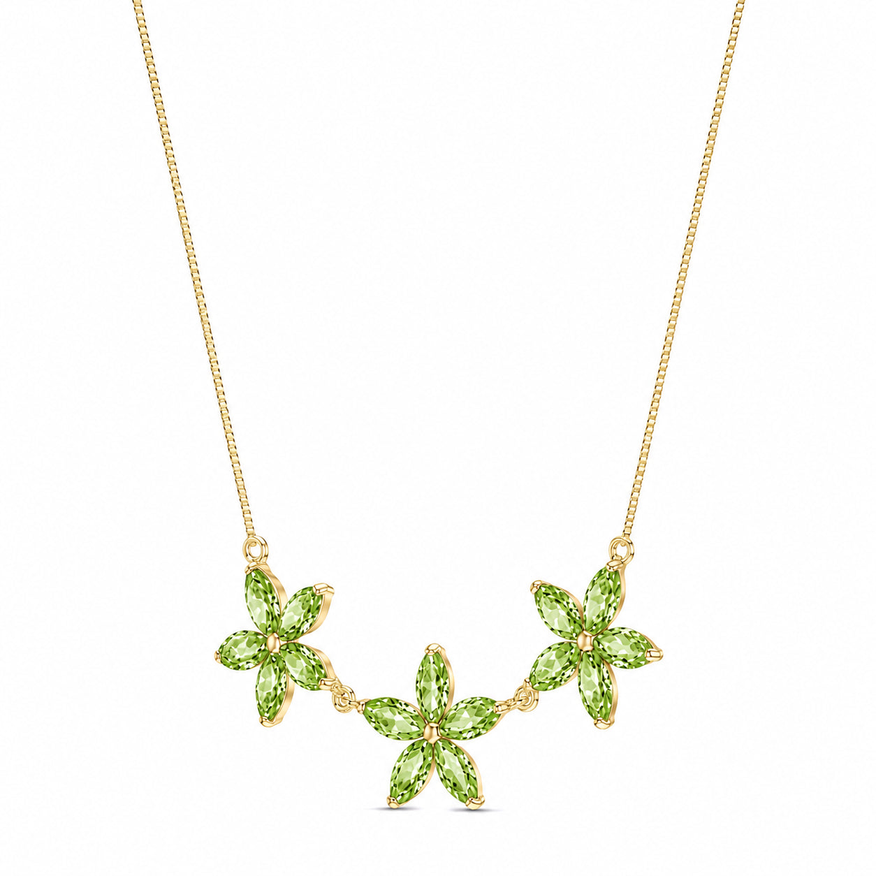 Yellow Gold Classic Necklace Green Amethyst 10K — Fiorella