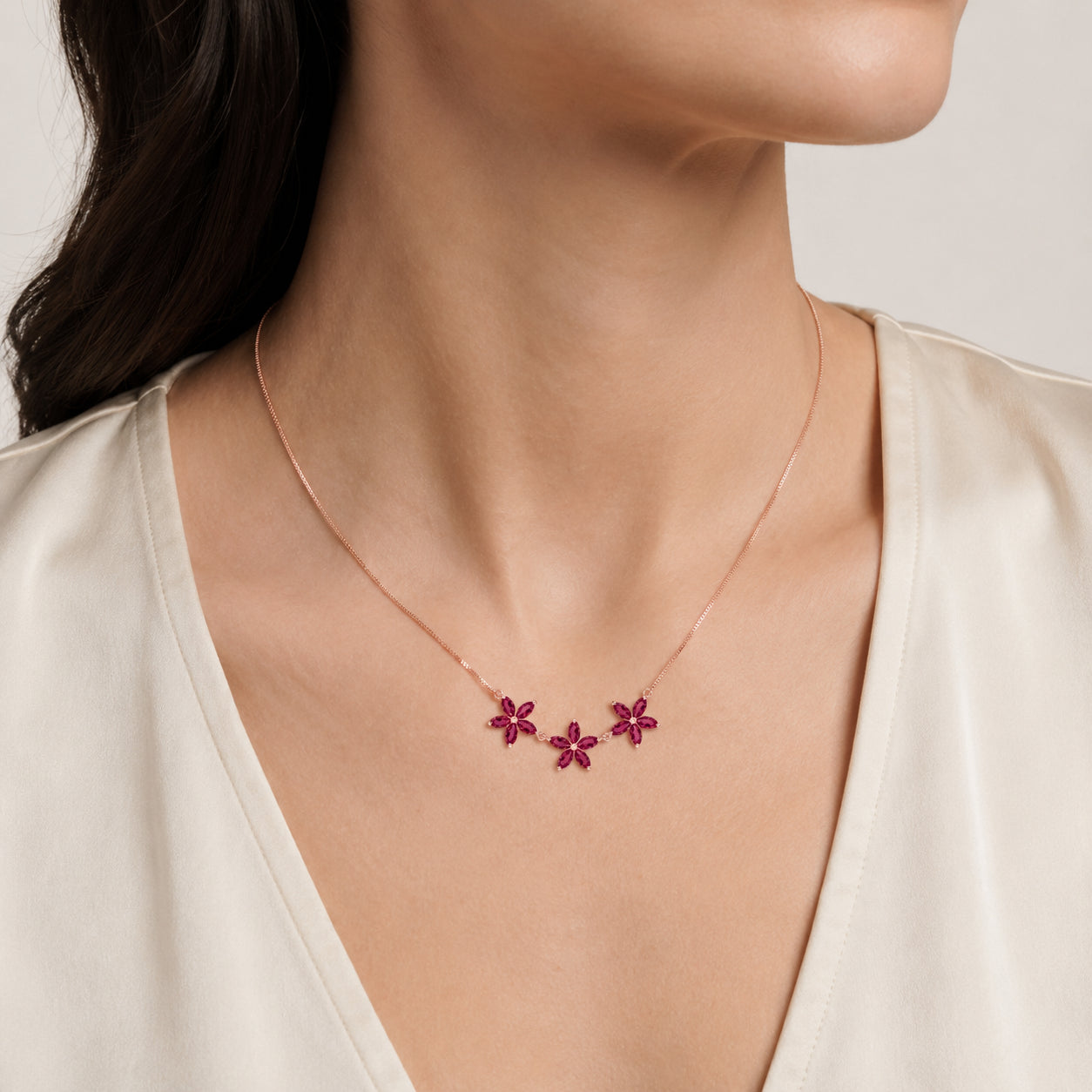 Rose Gold Classic Necklace Ruby 10K — Fiorella