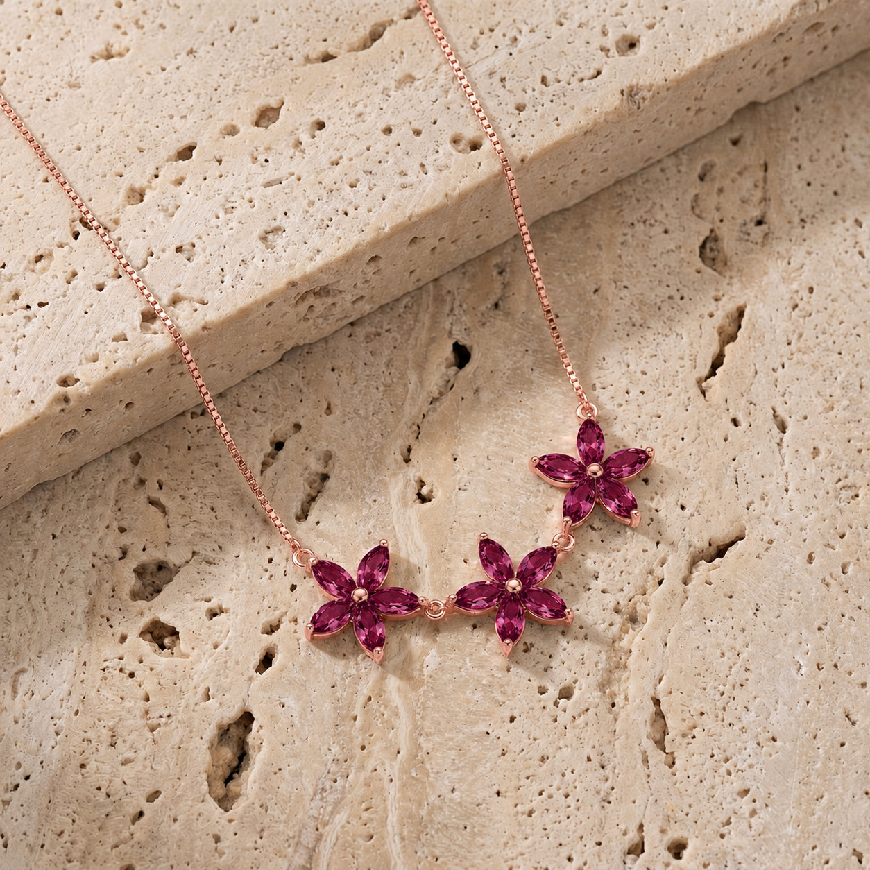 Rose Gold Classic Necklace Ruby 10K — Fiorella