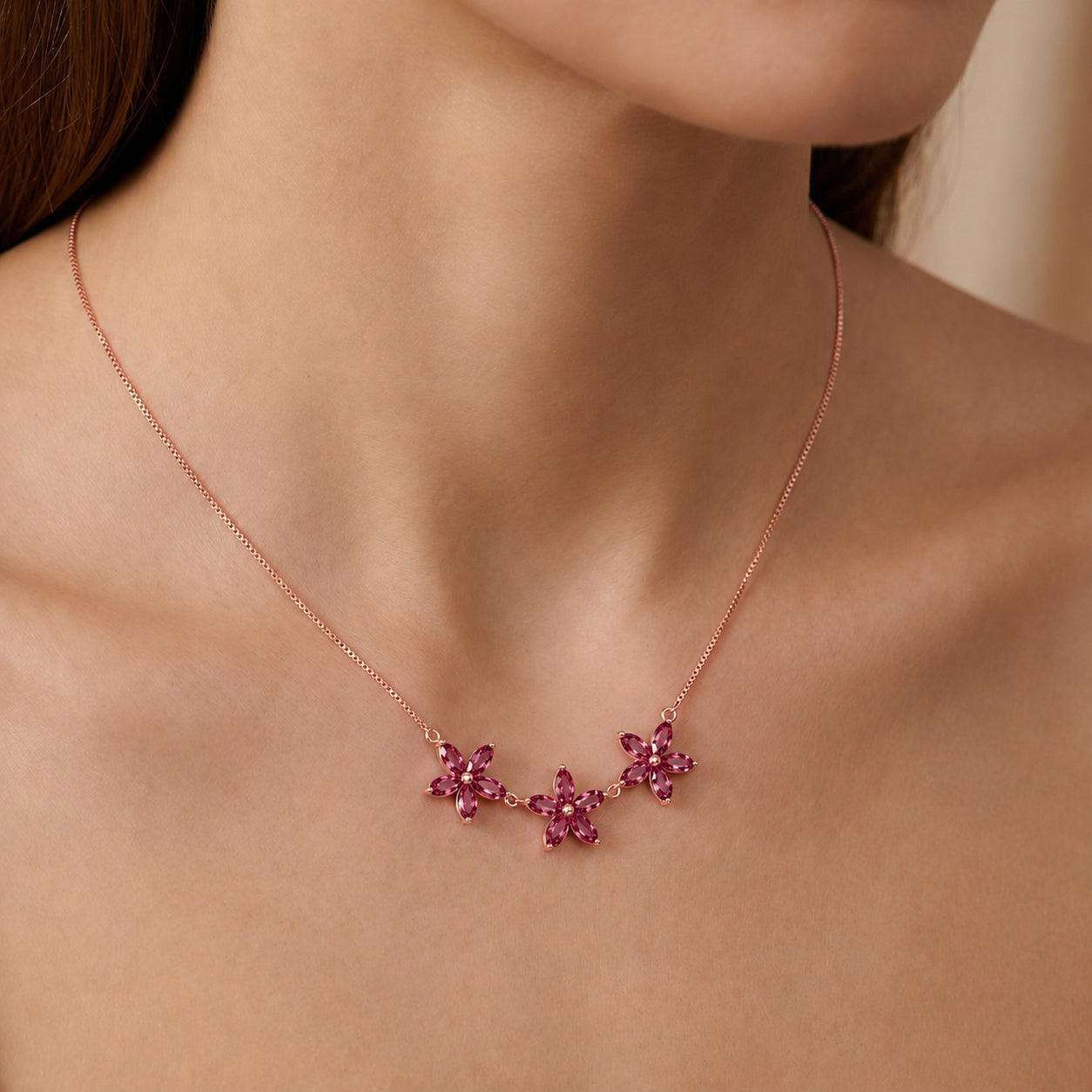 Rose Gold Classic Necklace Ruby 10K — Fiorella