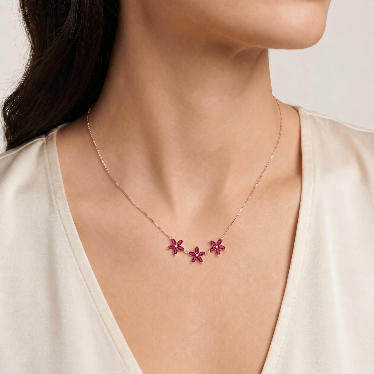 Rose Gold Classic Necklace Ruby 10K — Fiorella