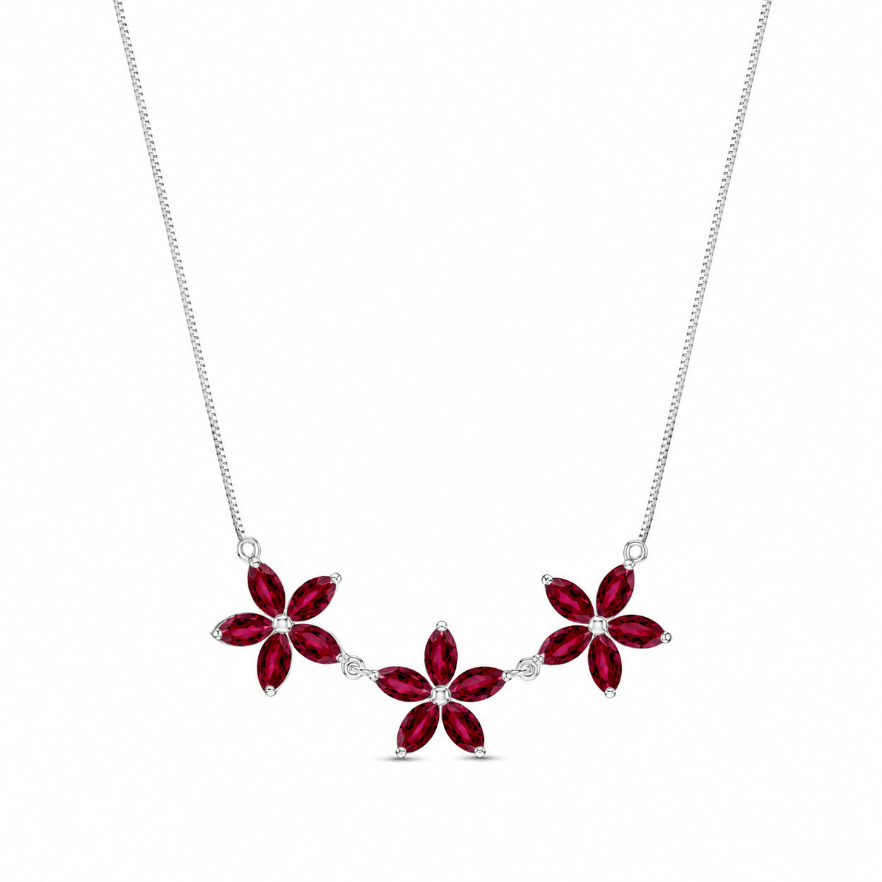 White Gold Classic Necklace Ruby 10K — Fiorella