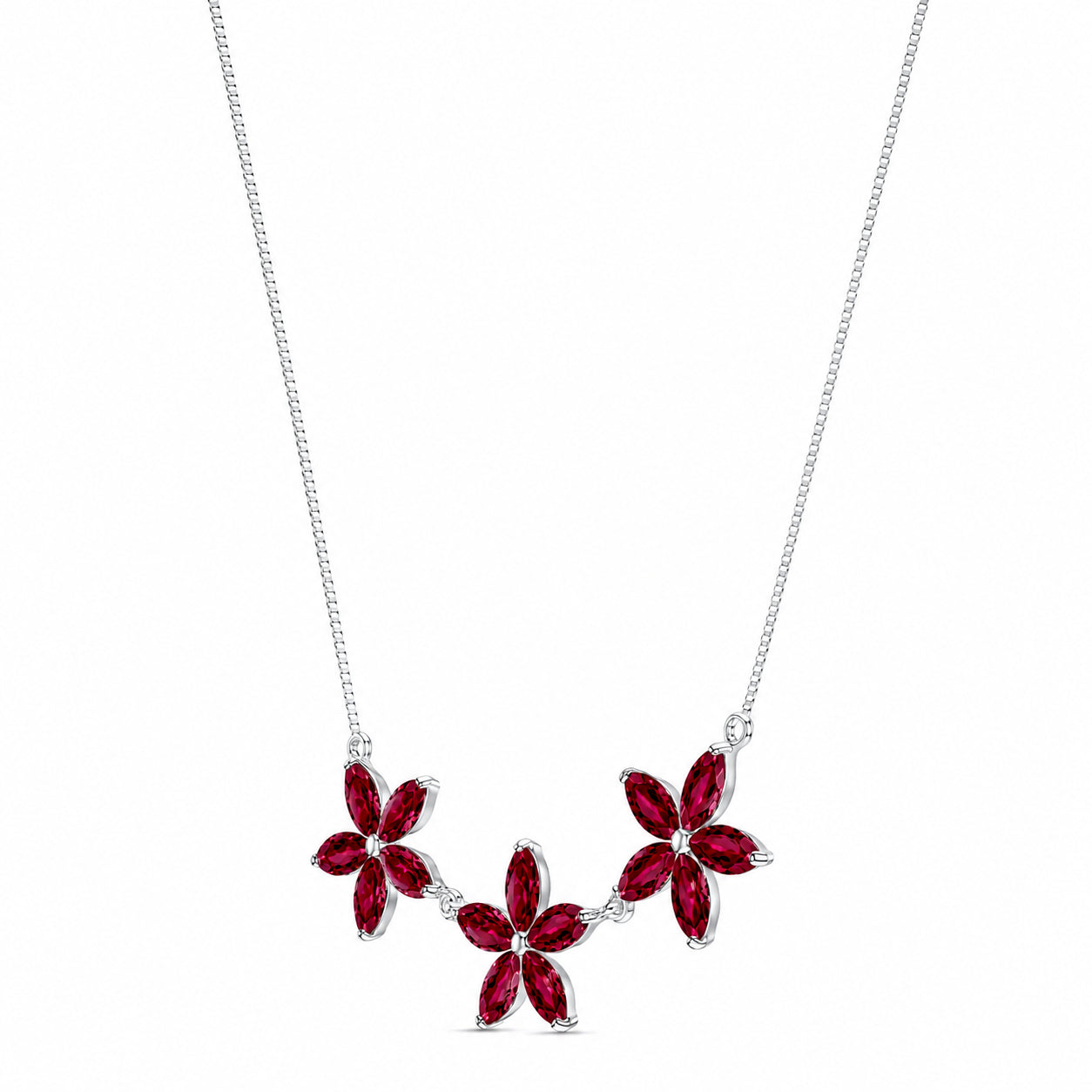 White Gold Classic Necklace Ruby 10K — Fiorella