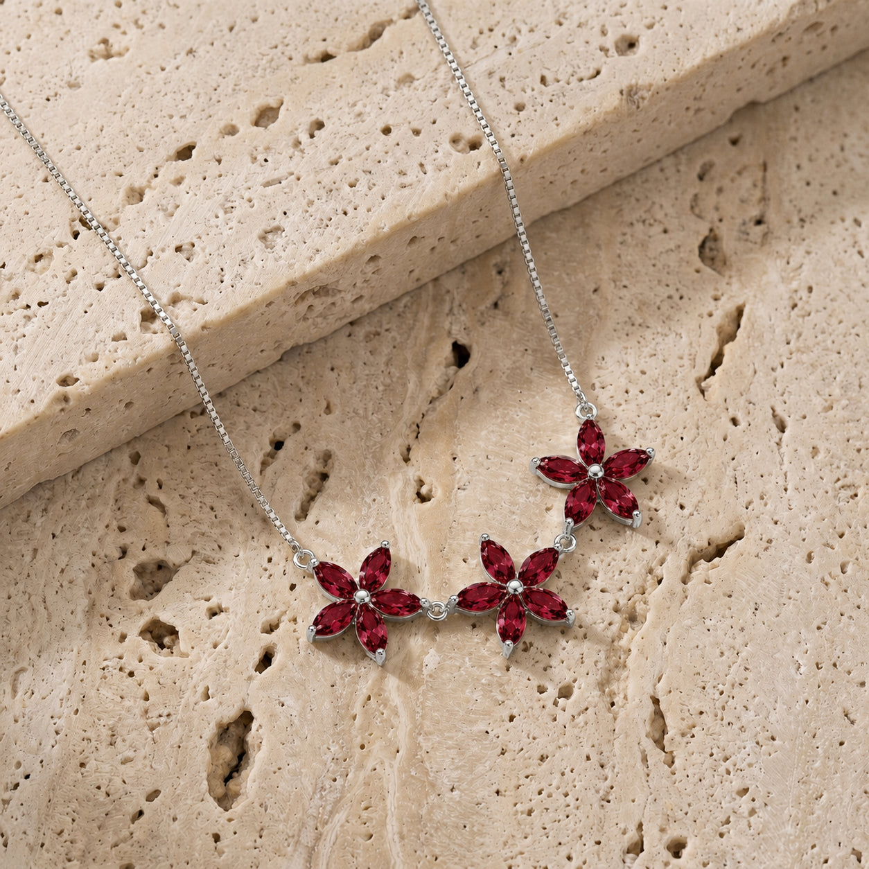 White Gold Classic Necklace Ruby 10K — Fiorella
