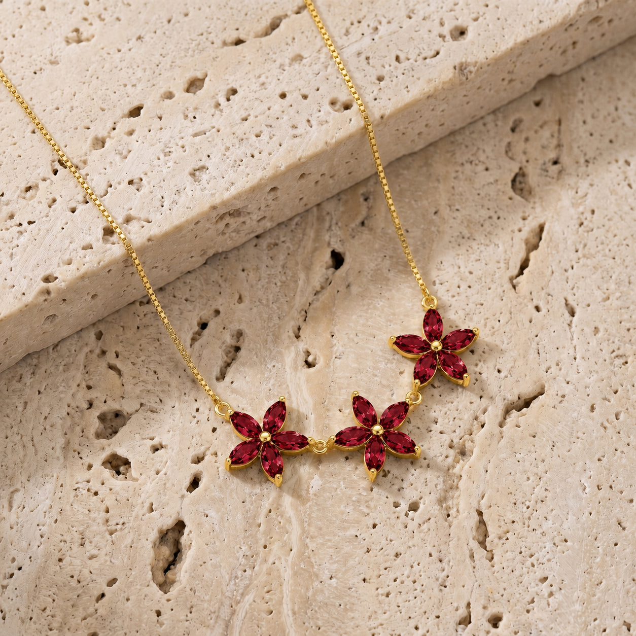 Yellow Gold Classic Necklace Ruby 10K — Fiorella