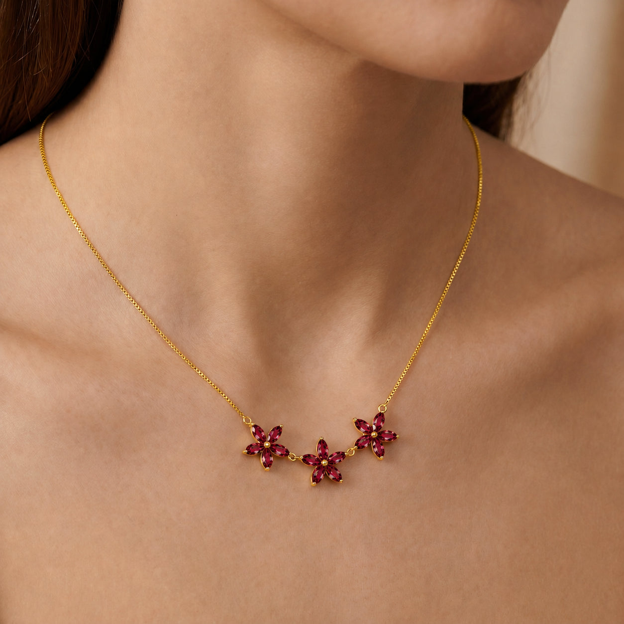 Yellow Gold Classic Necklace Ruby 10K — Fiorella