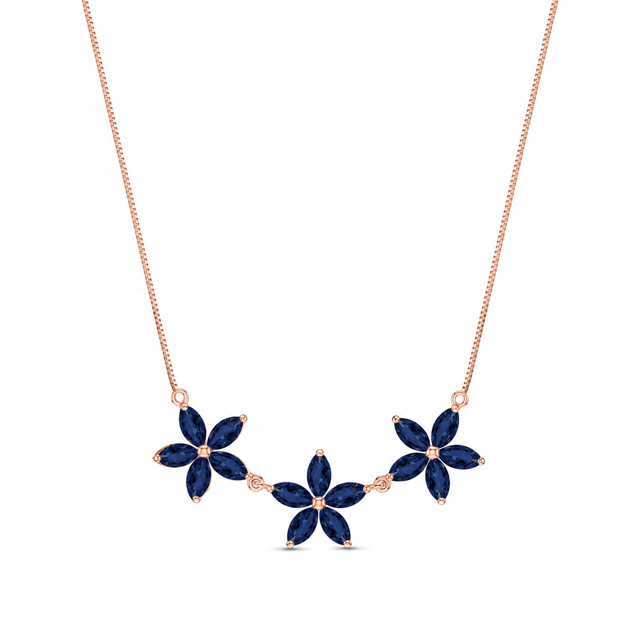 Rose Gold Classic Necklace Sapphire 10K — Fiorella
