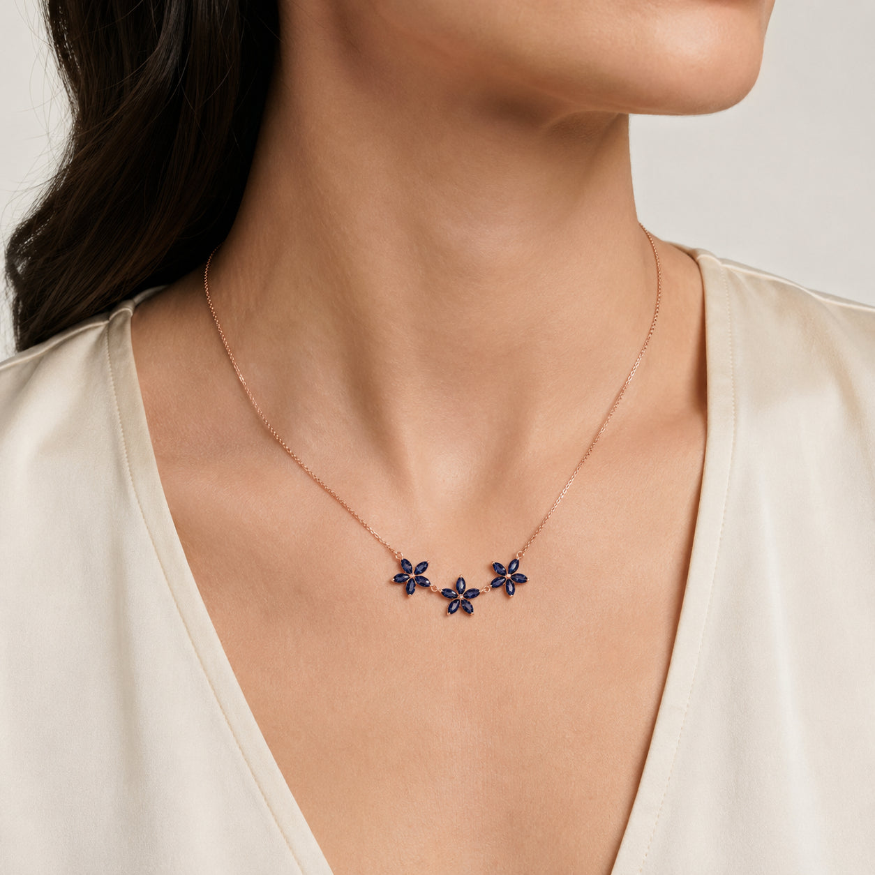Rose Gold Classic Necklace Sapphire 10K — Fiorella