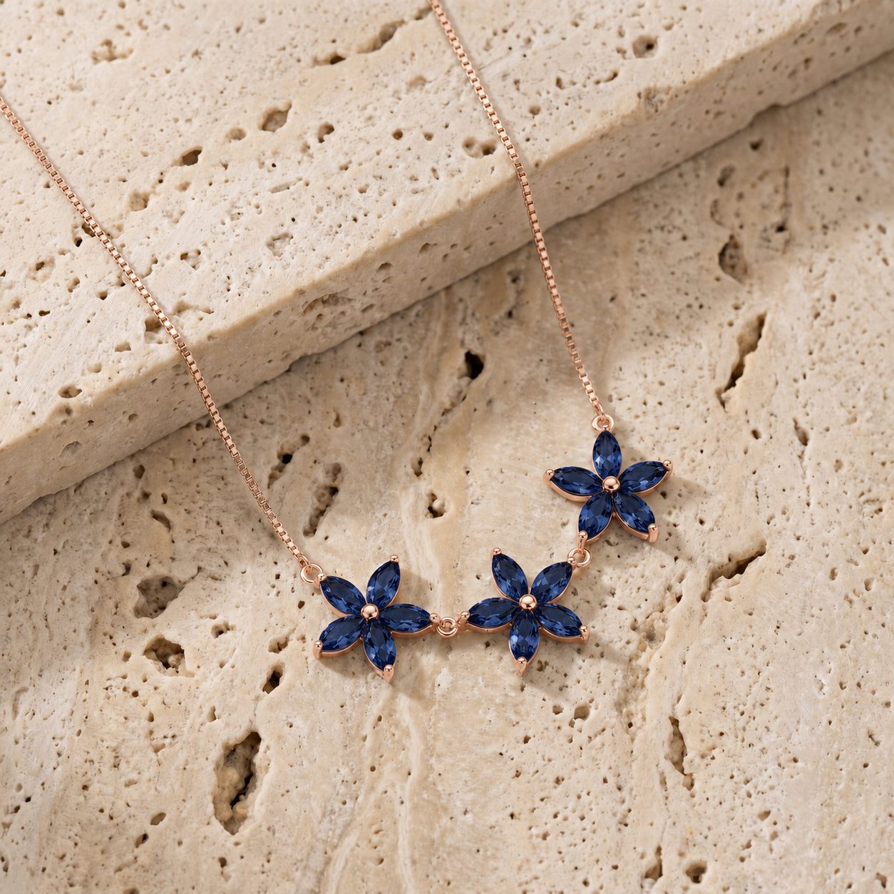 Rose Gold Classic Necklace Sapphire 10K — Fiorella