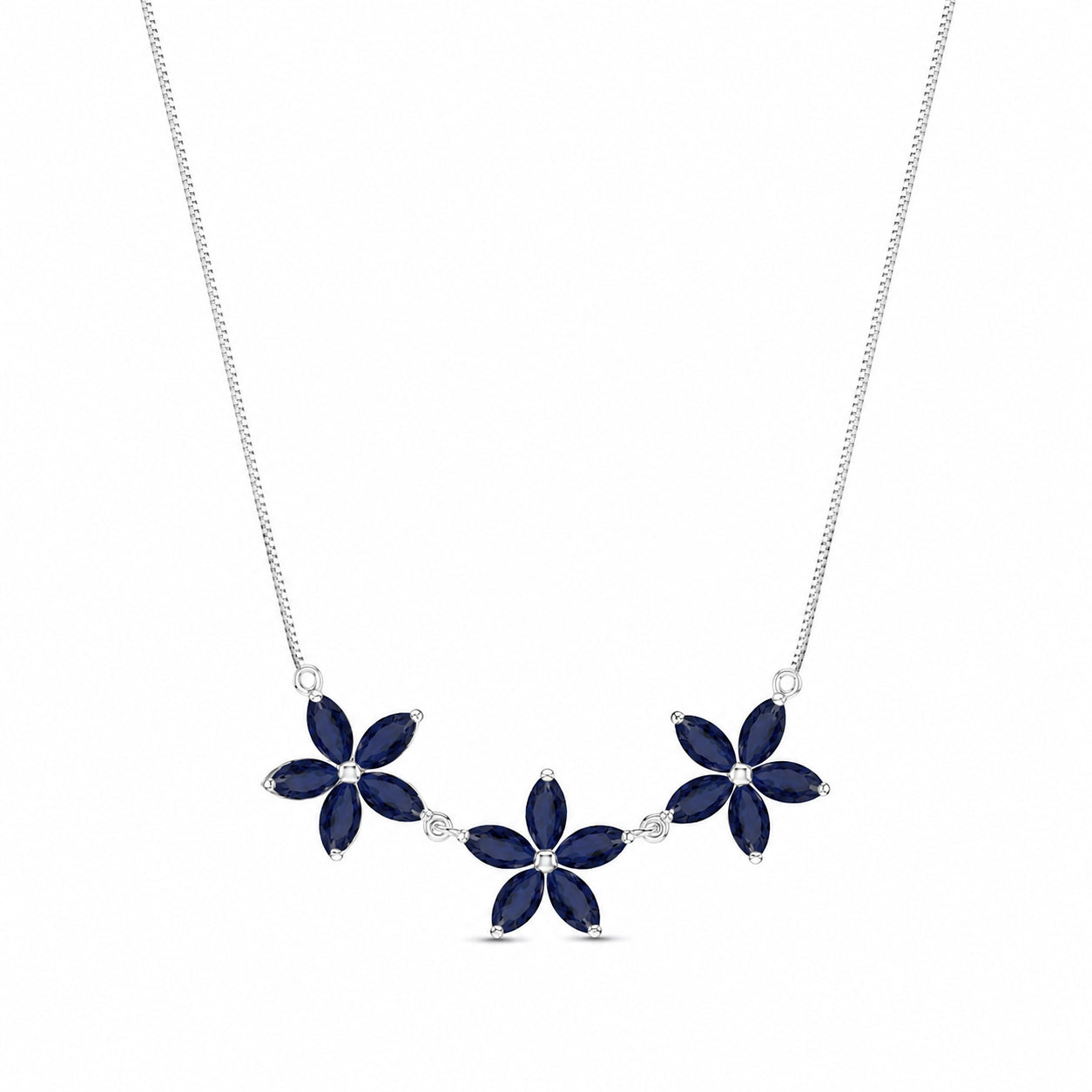 White Gold Classic Necklace Sapphire 10K — Fiorella