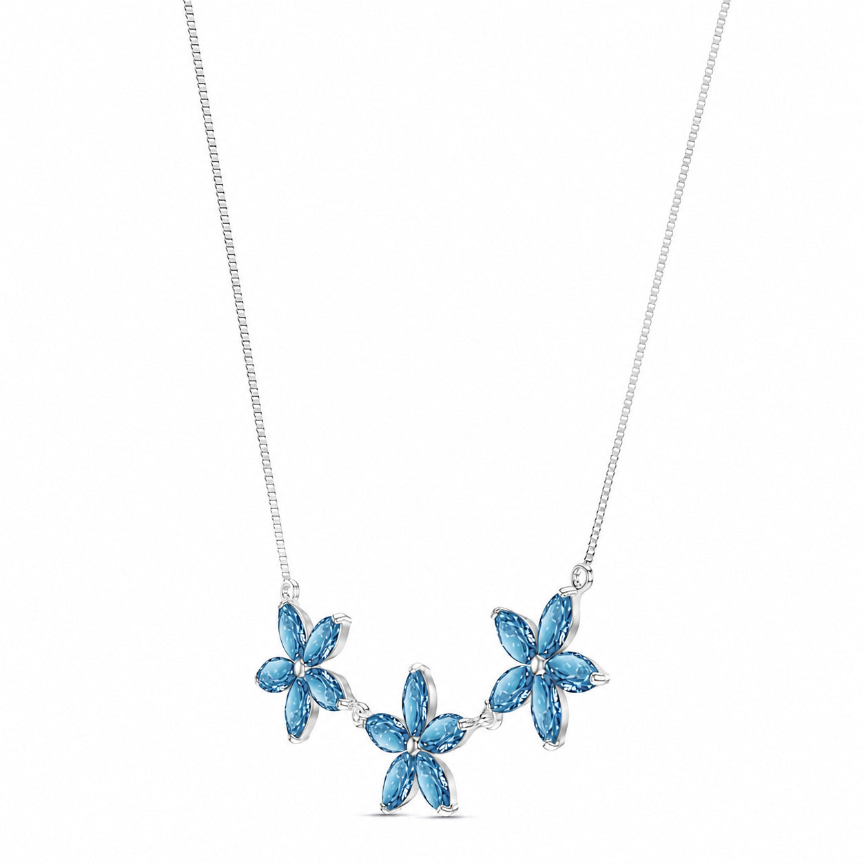 White Gold Classic Necklace Sapphire 10K — Fiorella