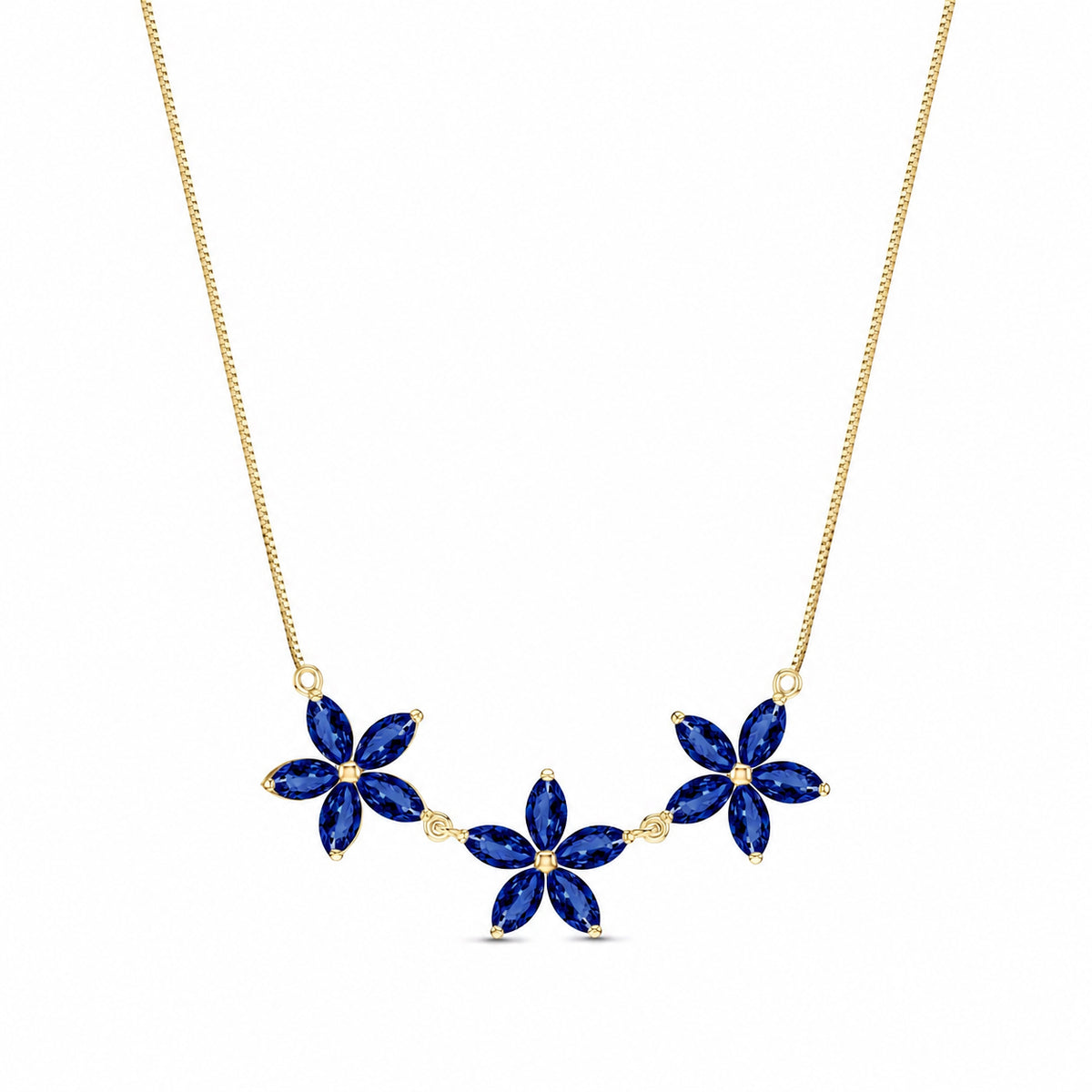 Yellow Gold Classic Necklace Sapphire 10K — Fiorella