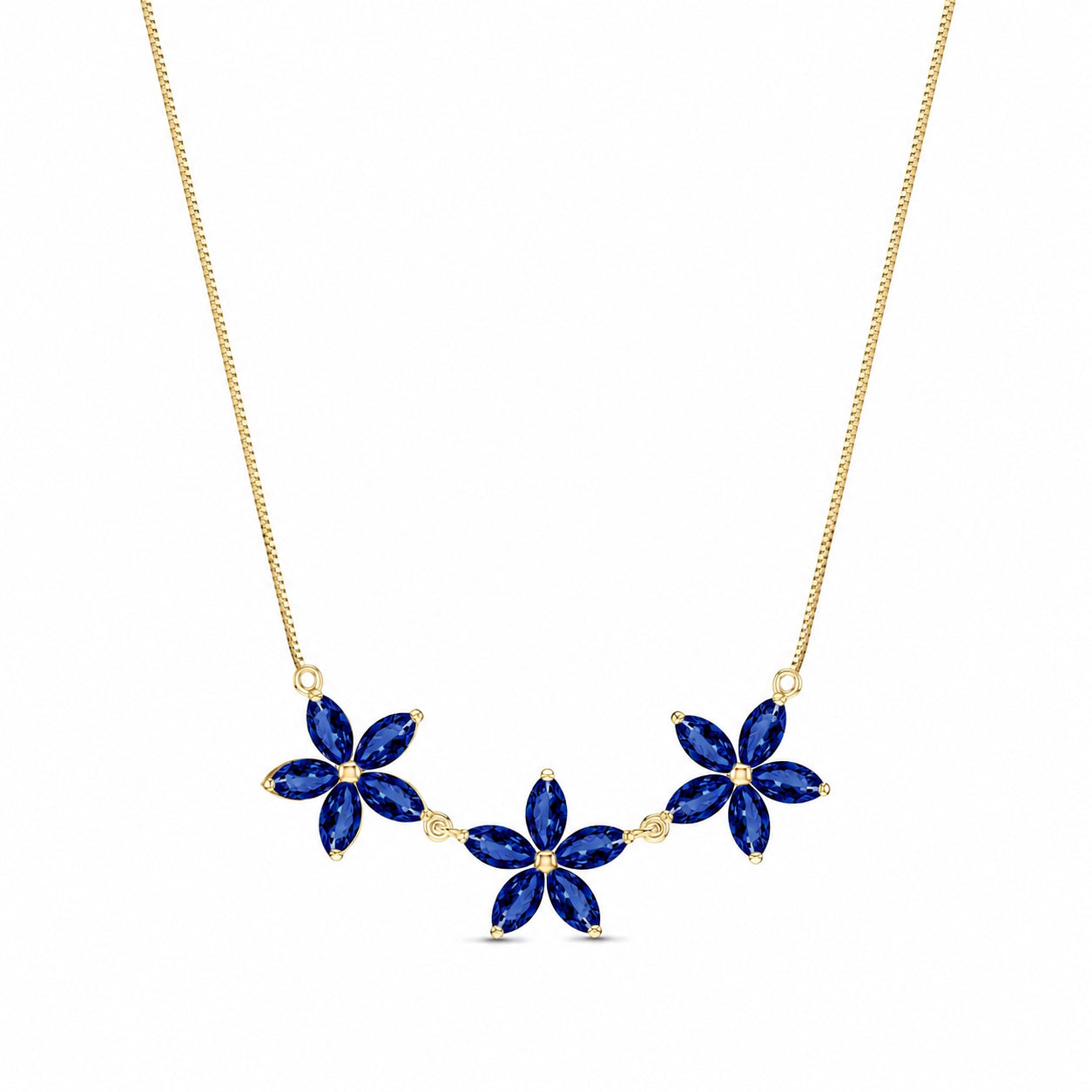 Yellow Gold Classic Necklace Sapphire 10K — Fiorella