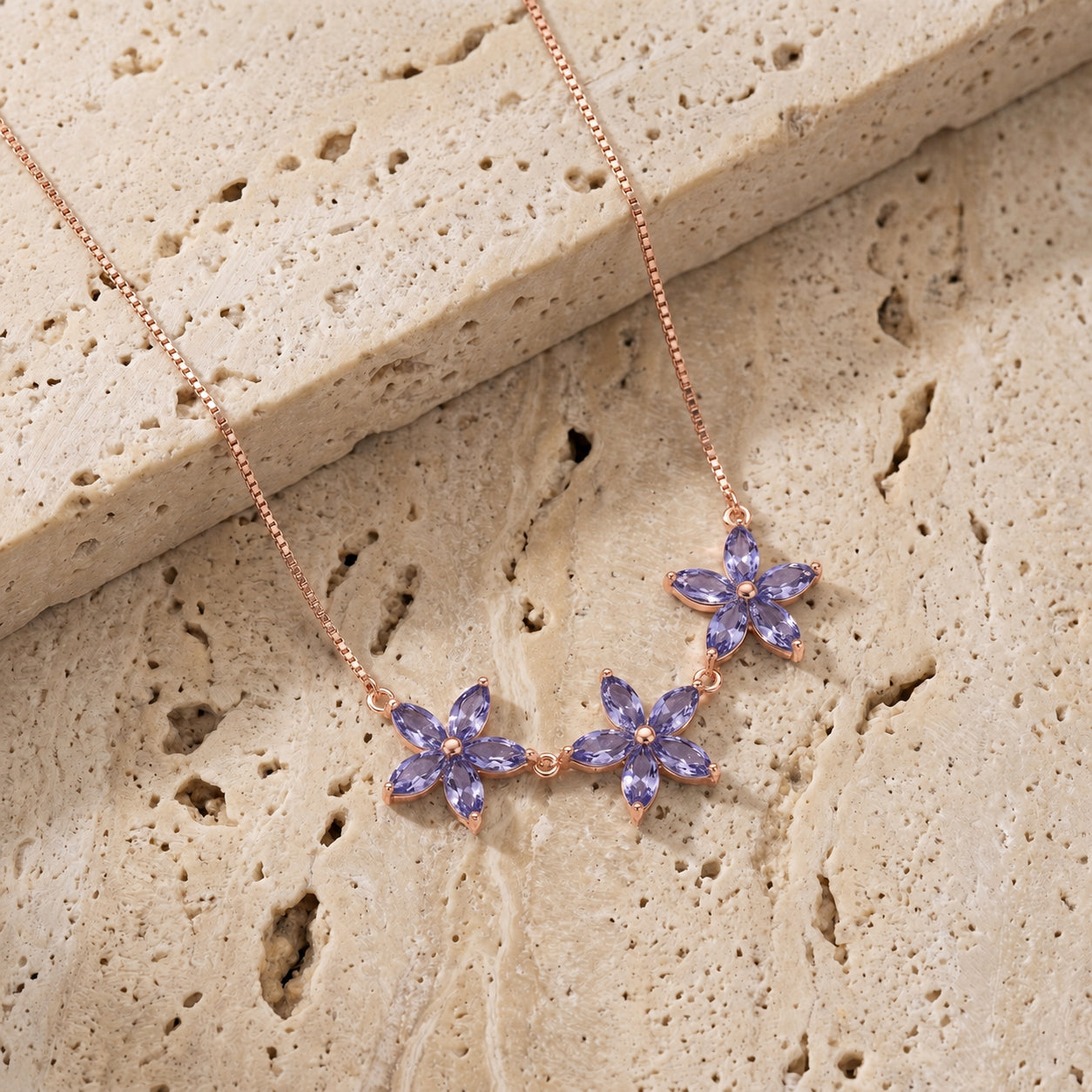 Rose Gold Classic Necklace Tanzanite 10K — Fiorella