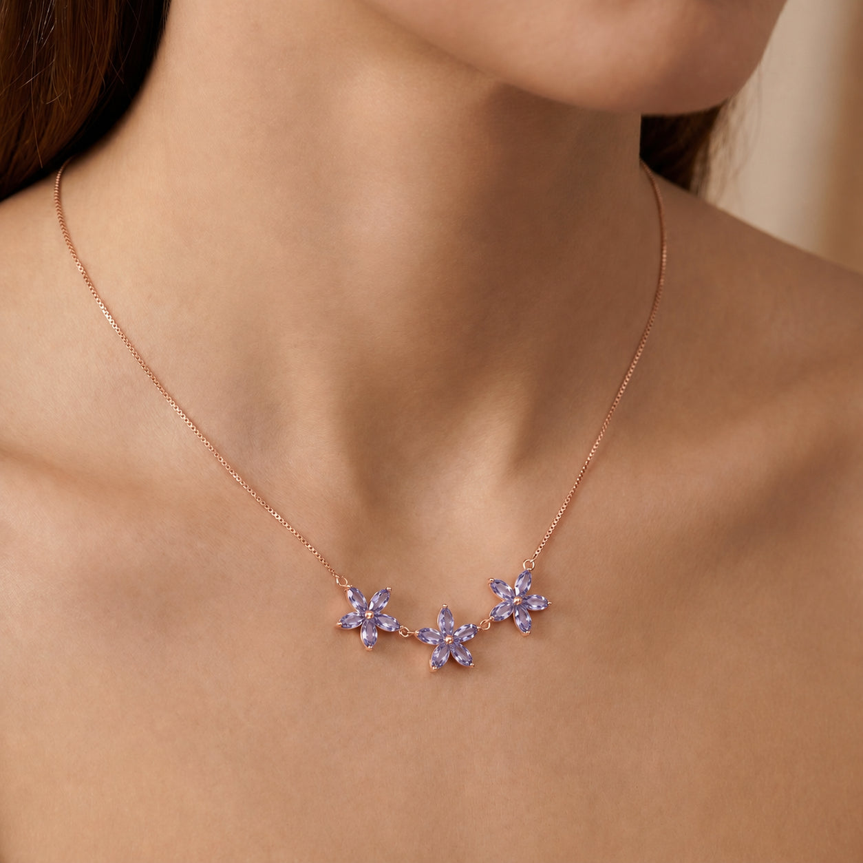 Rose Gold Classic Necklace Tanzanite 10K — Fiorella