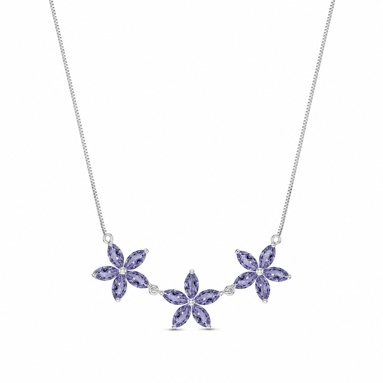 White Gold Classic Necklace Tanzanite 10K — Fiorella