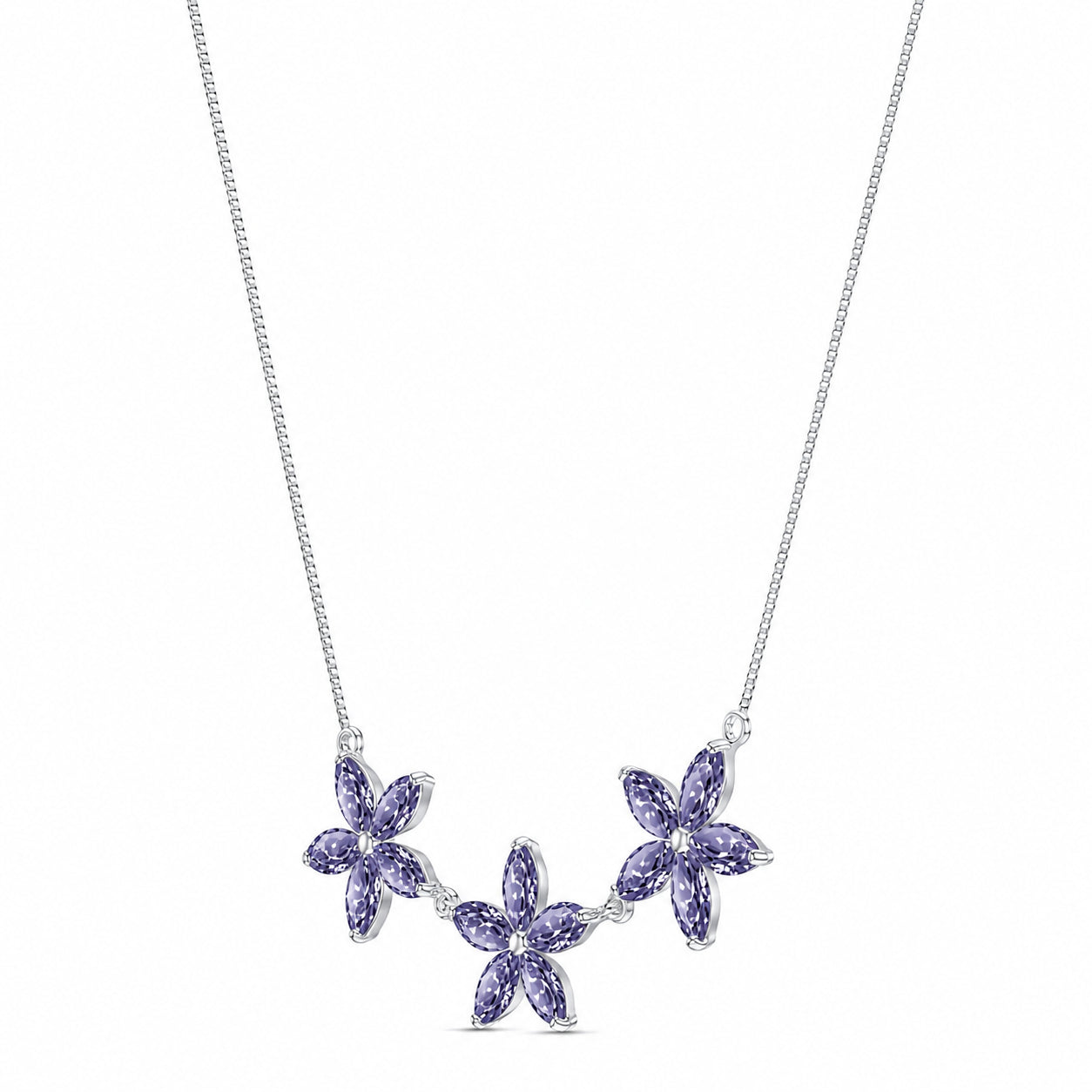 White Gold Classic Necklace Tanzanite 10K — Fiorella