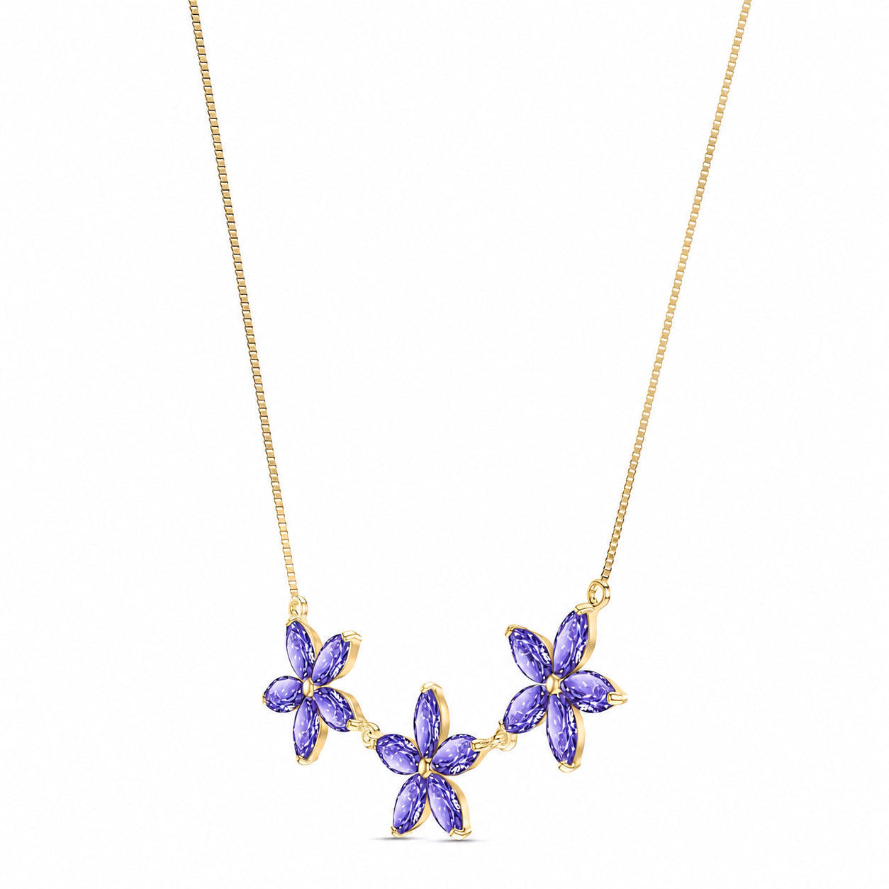 Yellow Gold Classic Necklace Tanzanite 10K — Fiorella