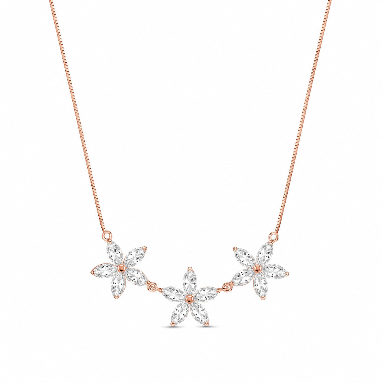 Rose Gold Classic Necklace White Topaz 10K — Fiorella