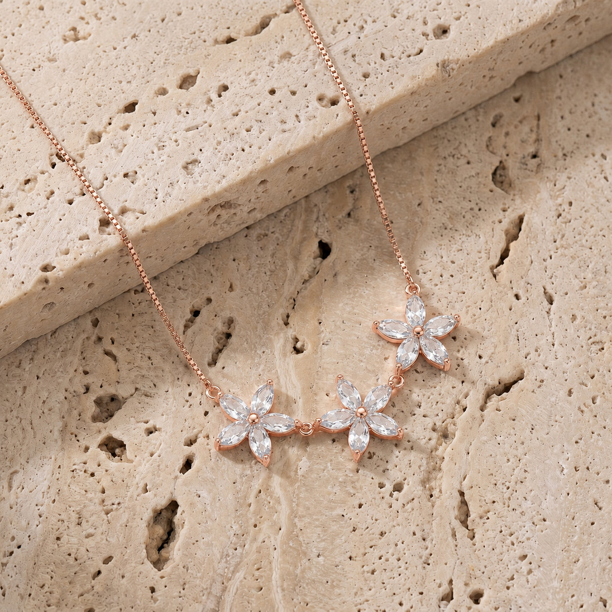 Rose Gold Classic Necklace White Topaz 10K — Fiorella