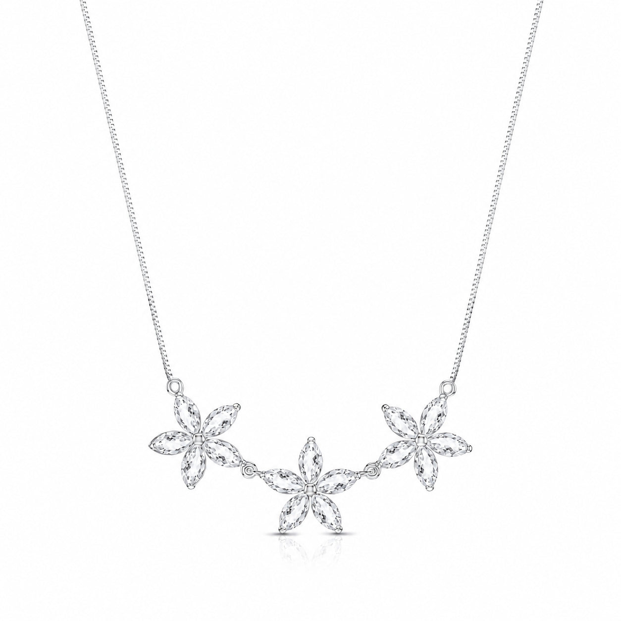 White Gold Classic Necklace White Topaz 10K — Fiorella