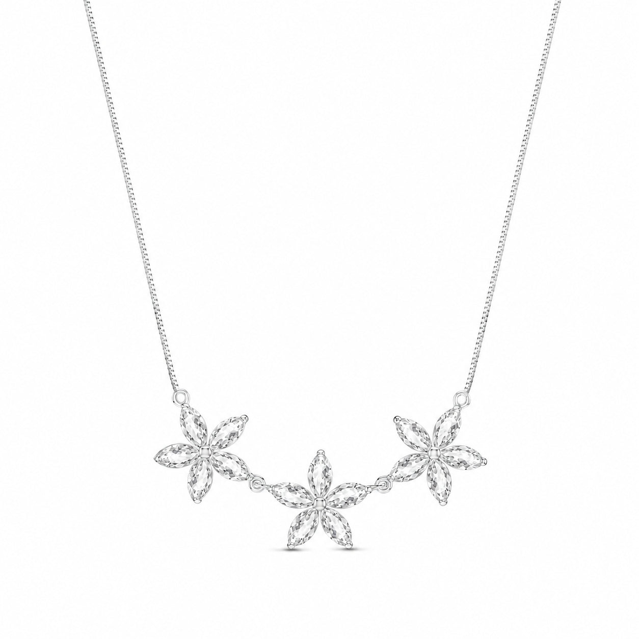 White Gold Classic Necklace White Topaz 10K — Fiorella