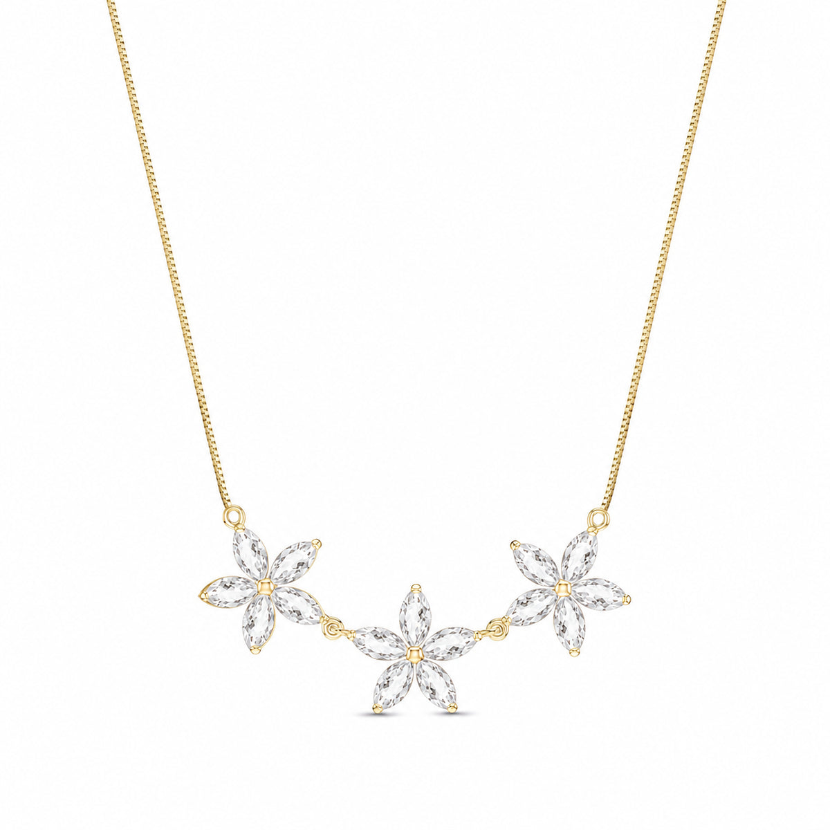 Yellow Gold Classic Necklace White Topaz 10K — Fiorella