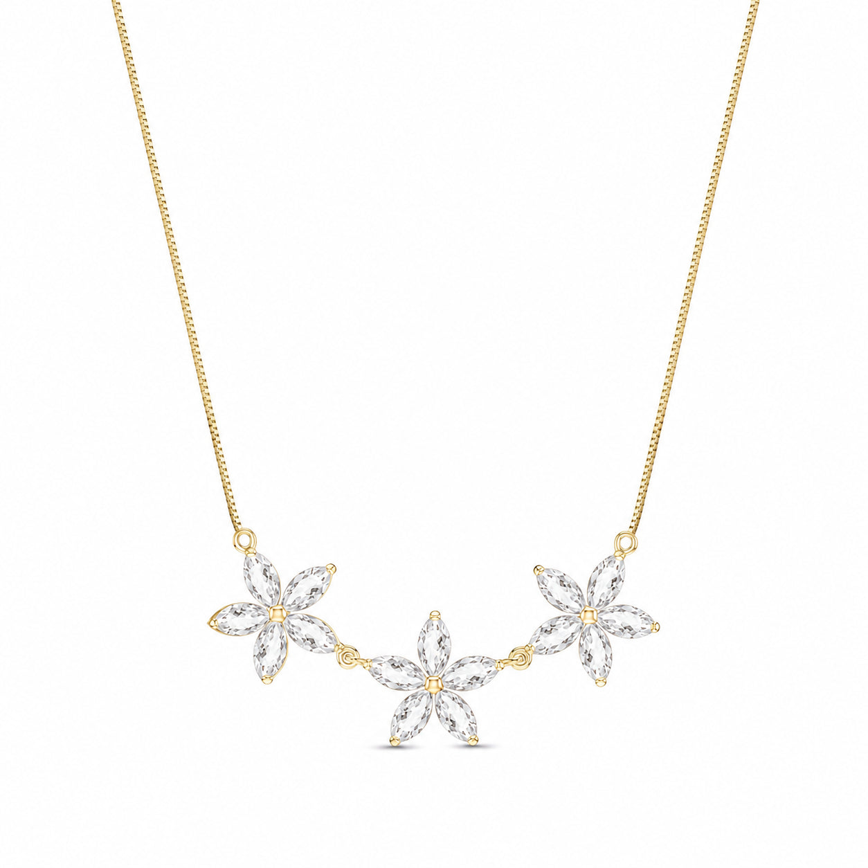 Yellow Gold Classic Necklace White Topaz 10K — Fiorella