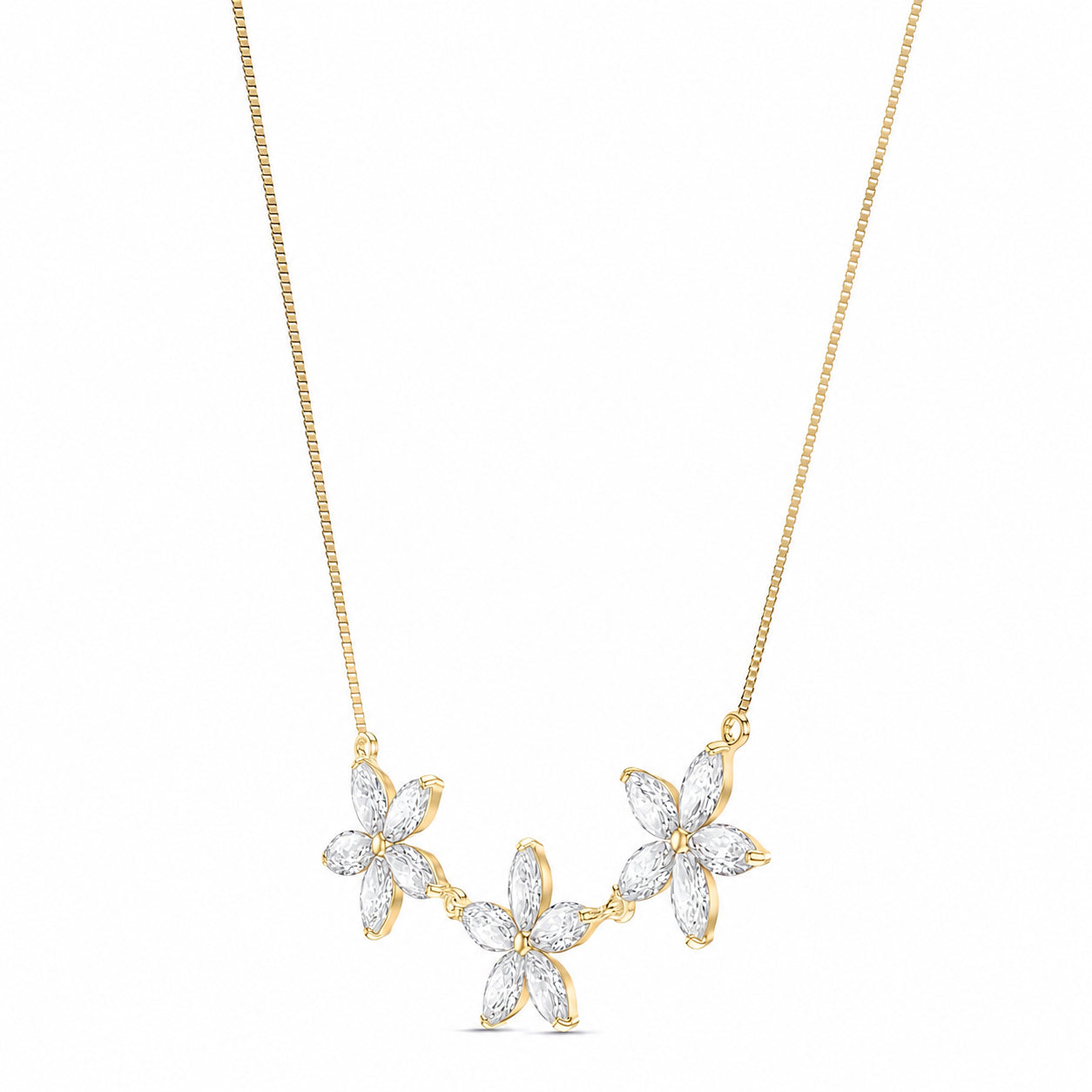 Yellow Gold Classic Necklace White Topaz 10K — Fiorella