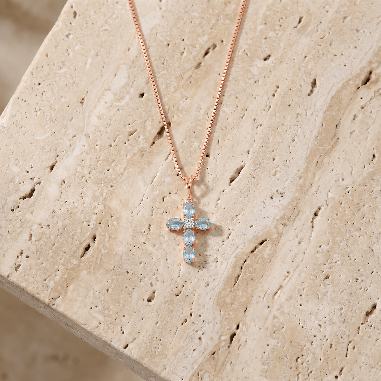 Rose Gold Grace Necklace Sapphire 10K — Nadia