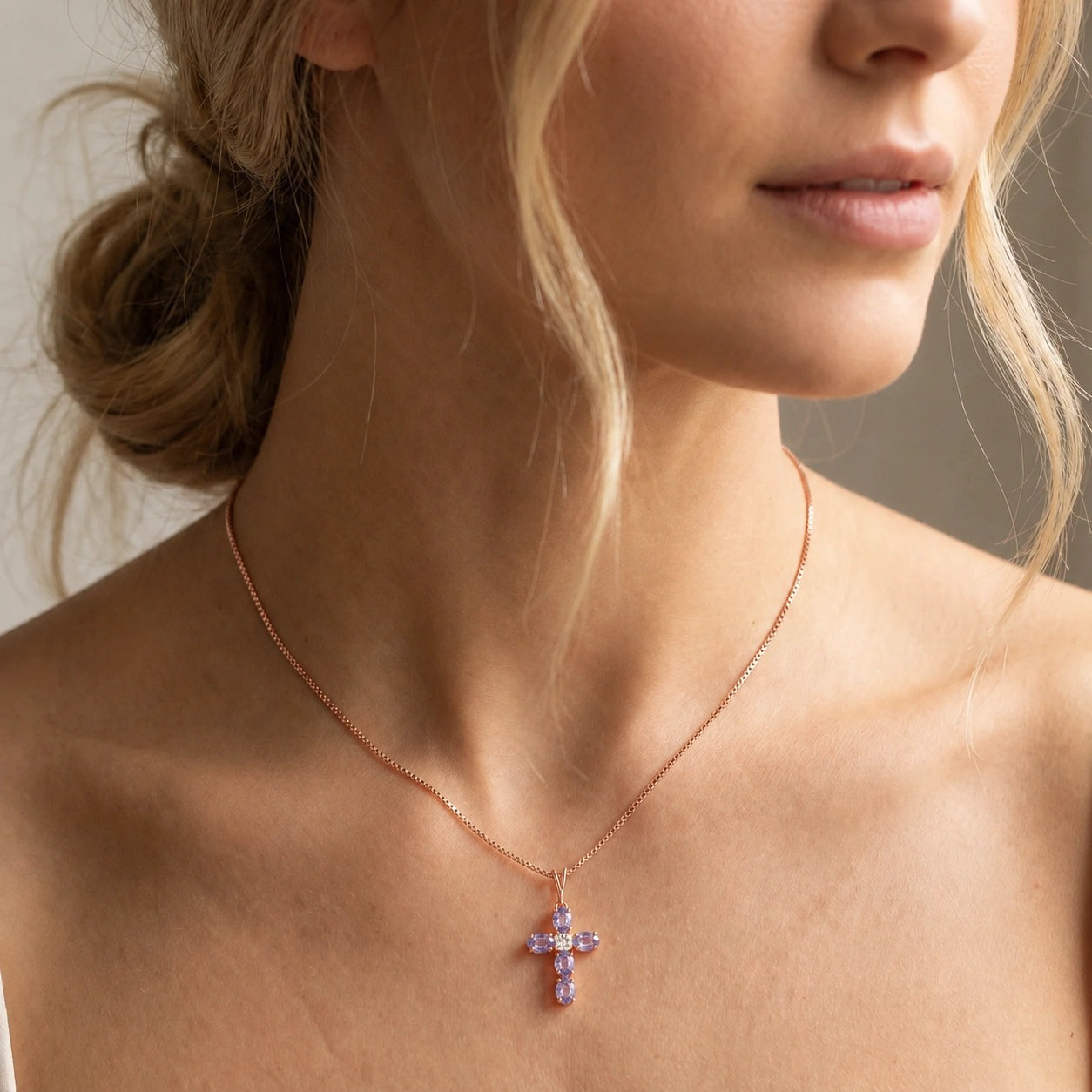 Rose Gold Grace Necklace Tanzanite 10K — Nadia